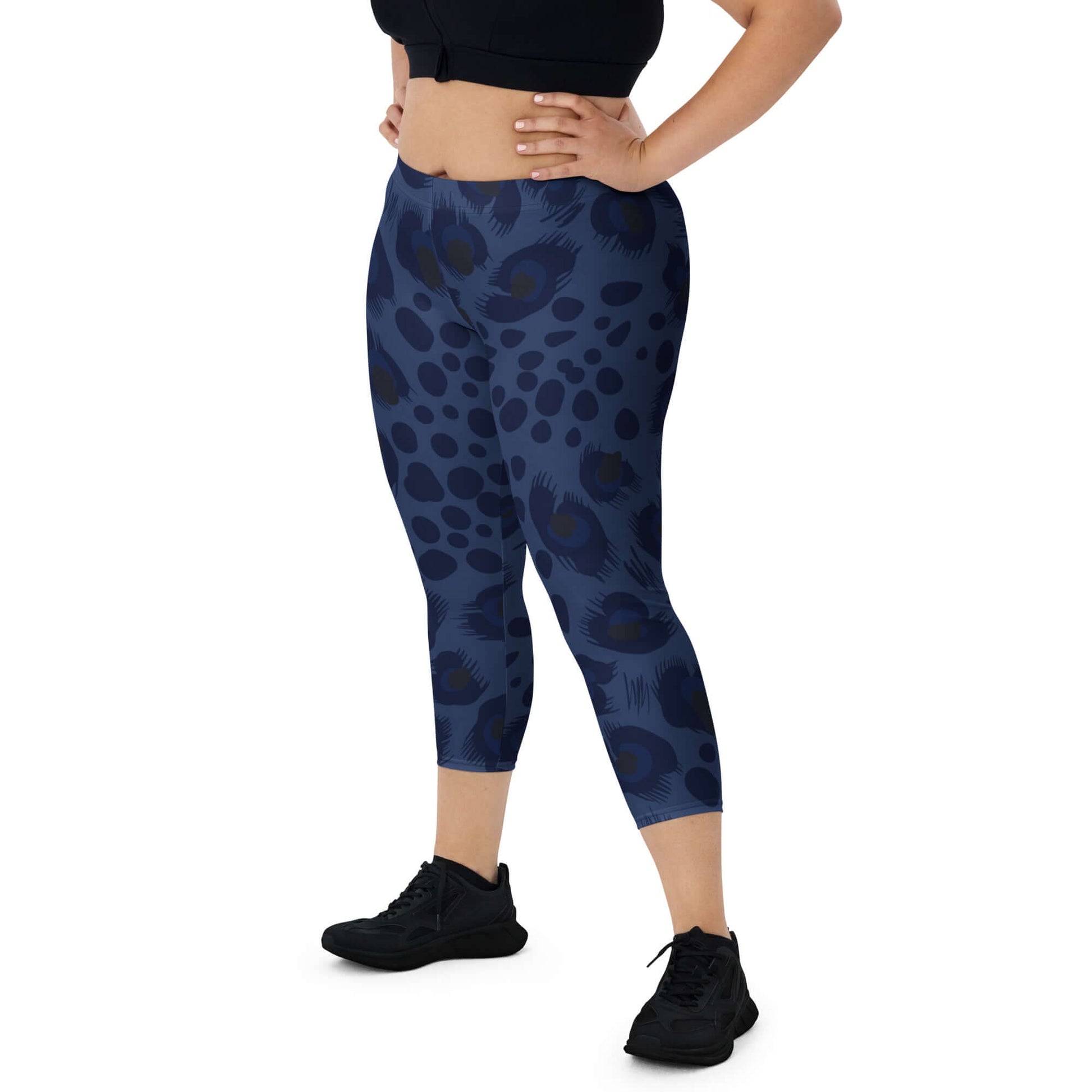 Capri Leggings | Deep Blue Leopard Print | Camo Colors