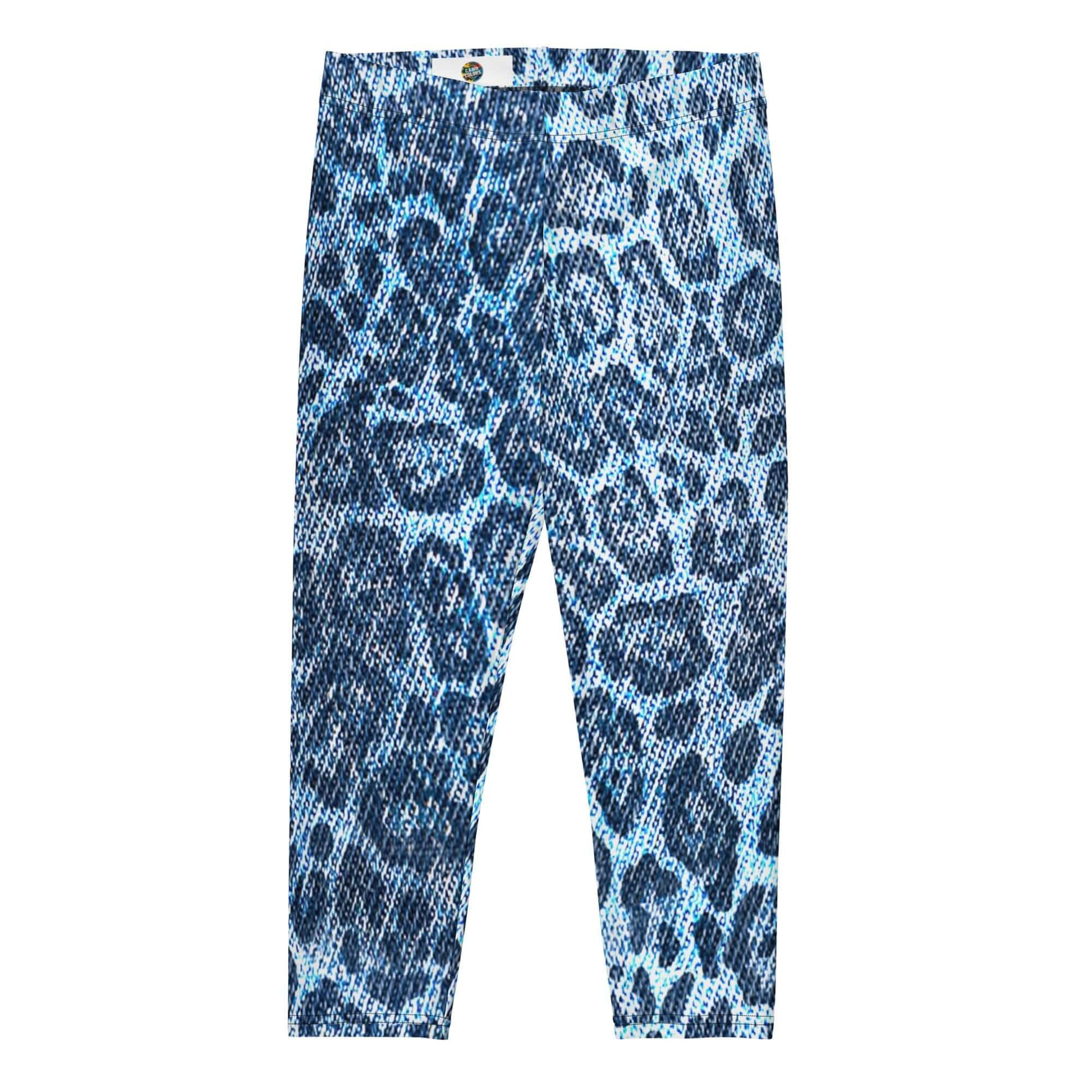 Capri Leggings | Blue Leopard Print | Denim-Style | Camo Colors