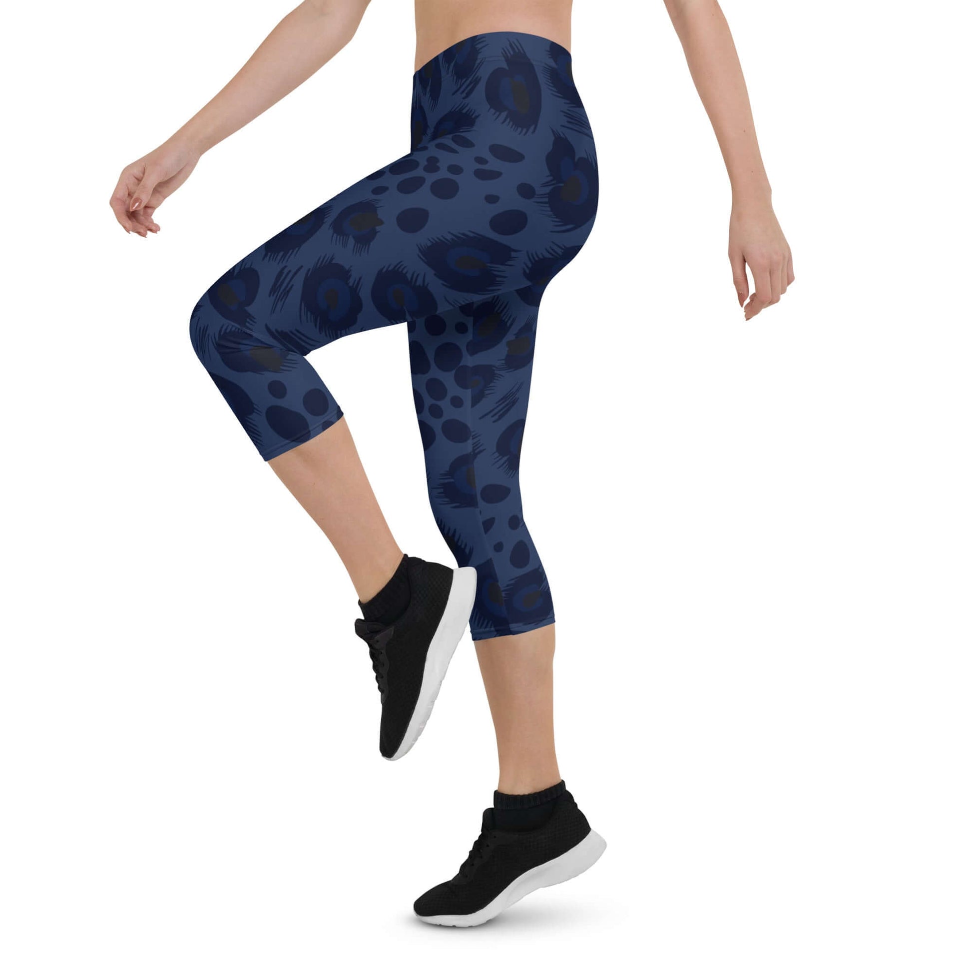Capri Leggings | Deep Blue Leopard Print | Camo Colors