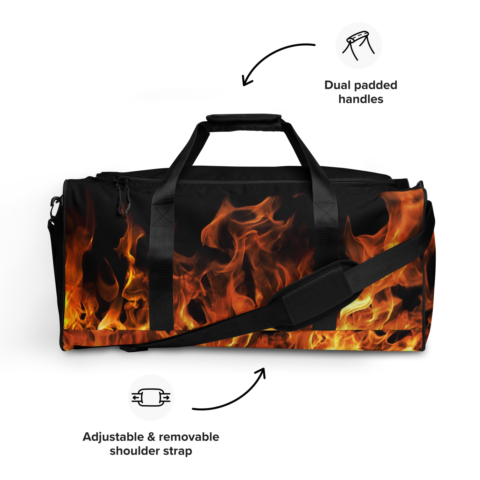 Blazing Flames Duffle Bag | Premium Gym Bag for Style & Performance | Camo Colors