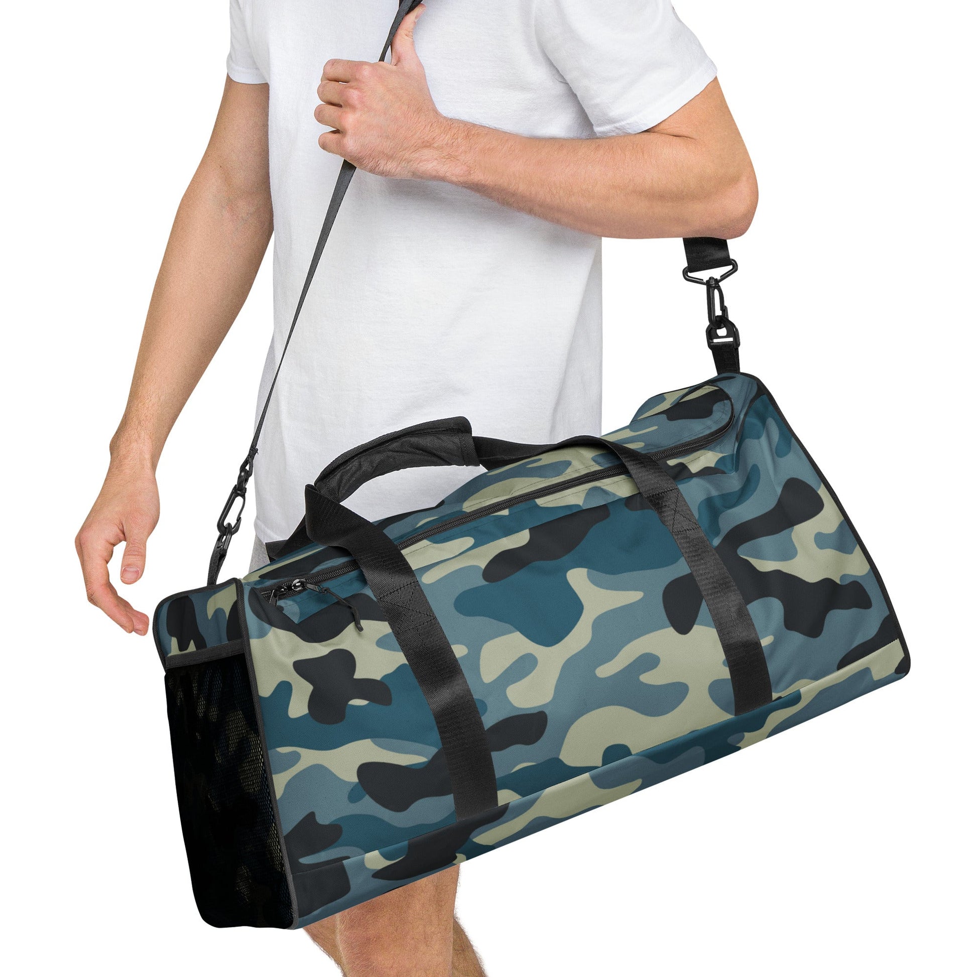 Premium Quality Duffle Bag in Shades of Blue & Charcoal Camo | Camo Colors