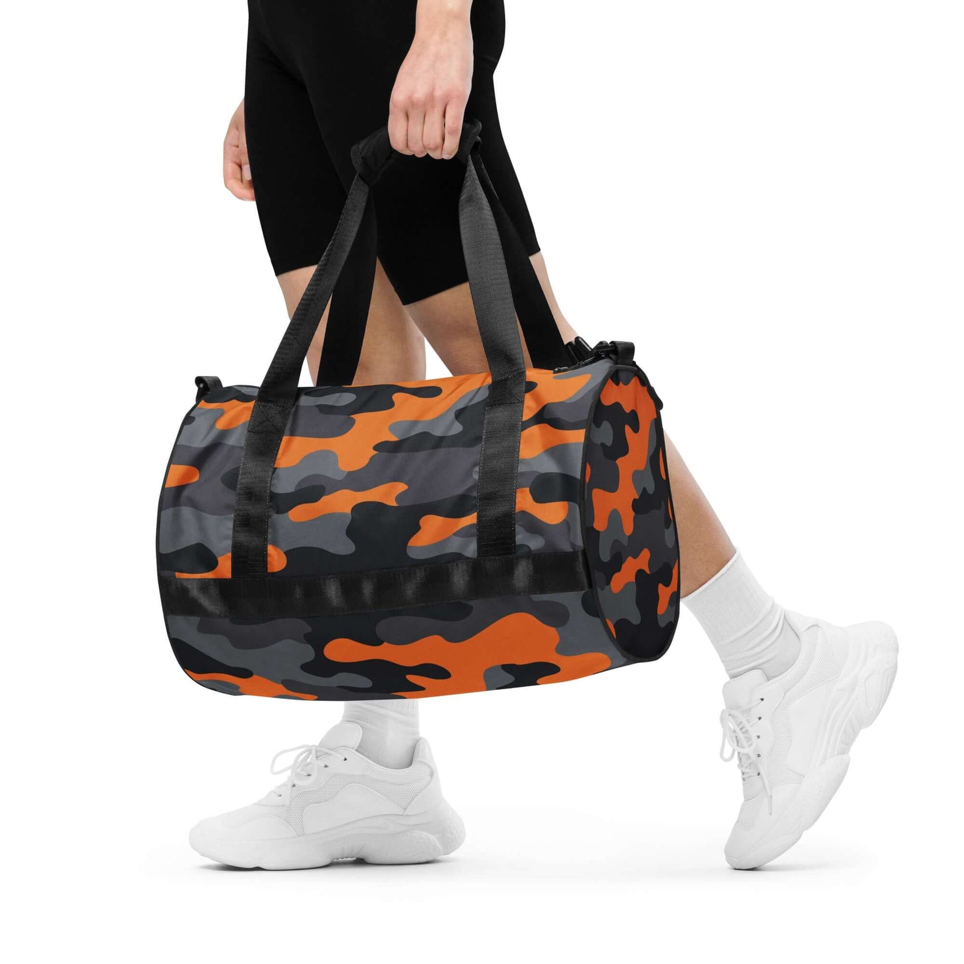 Camo Gym Bag | Orange, Black & Gray Camo Colors
