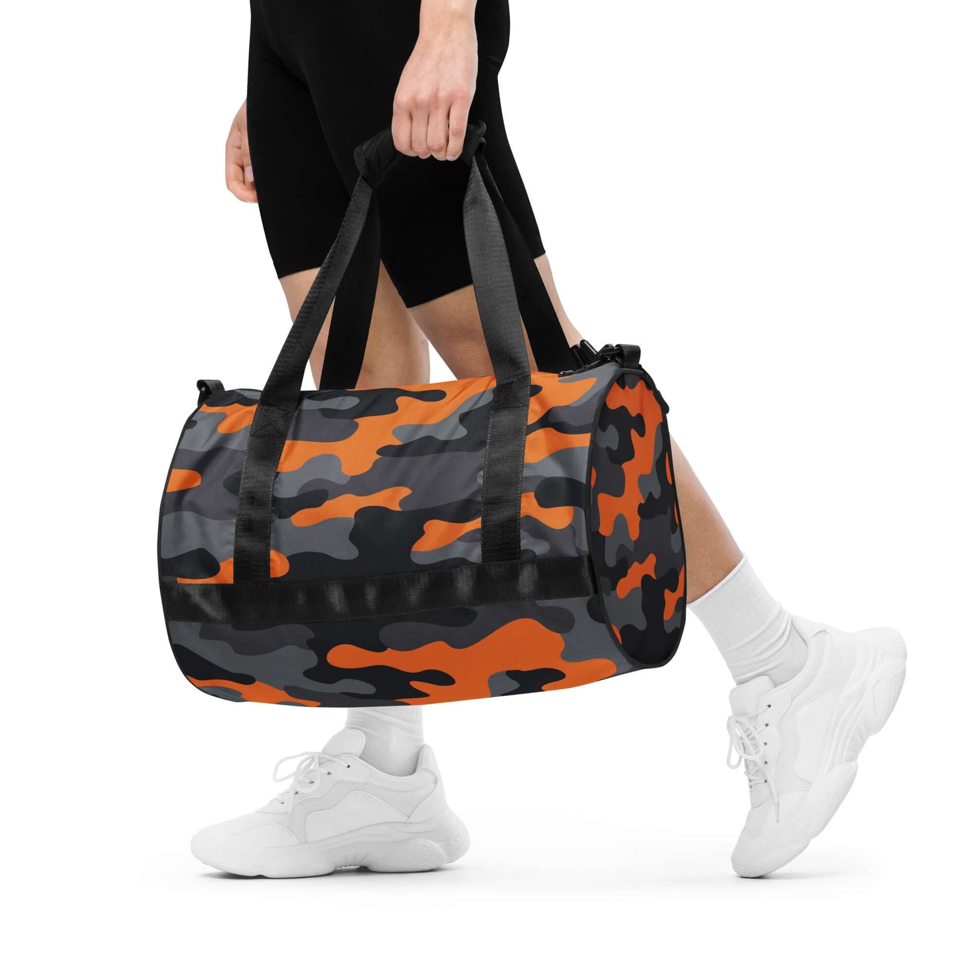 Camo Gym Bag | Orange, Black & Gray Camo Colors