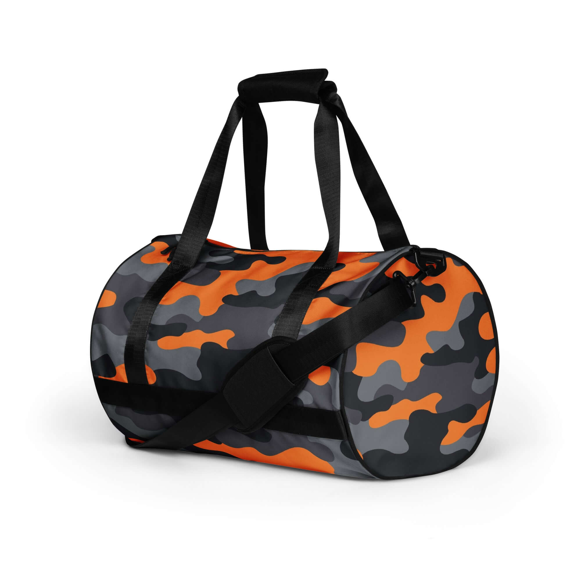 Camo Gym Bag | Orange, Black & Gray Camo Colors