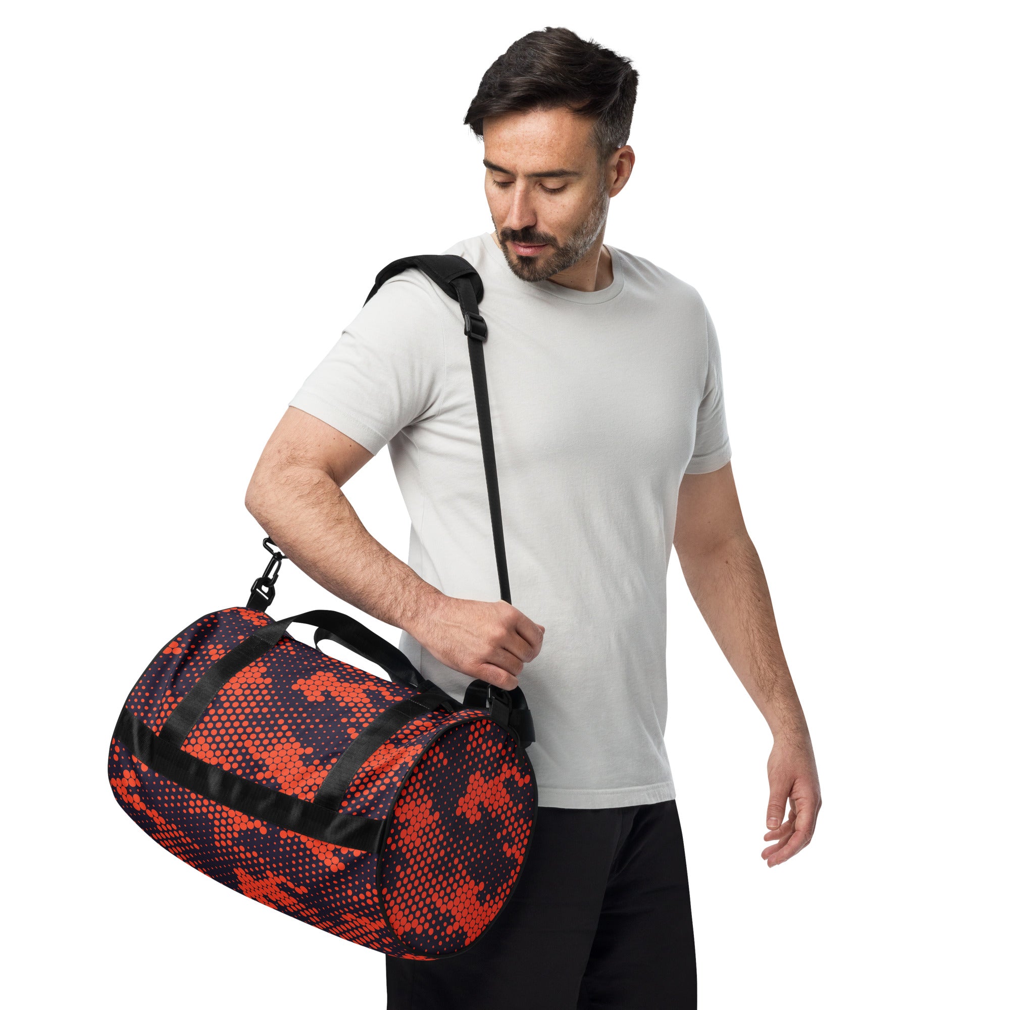 Camo Gym Bag | Orange & Blue Digital Camouflage Camo Colors