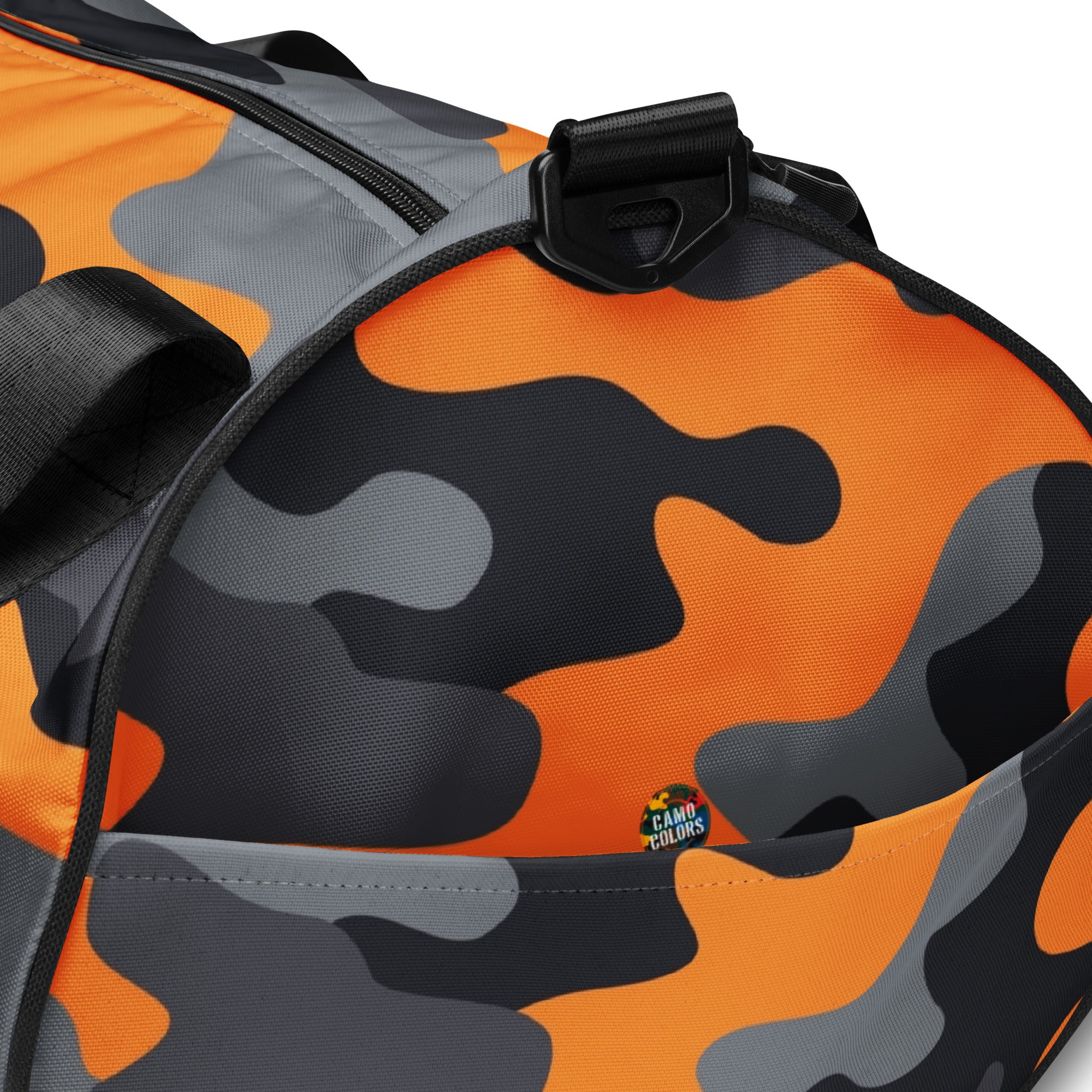 Camo Gym Bag | Orange, Black & Gray Camo Colors