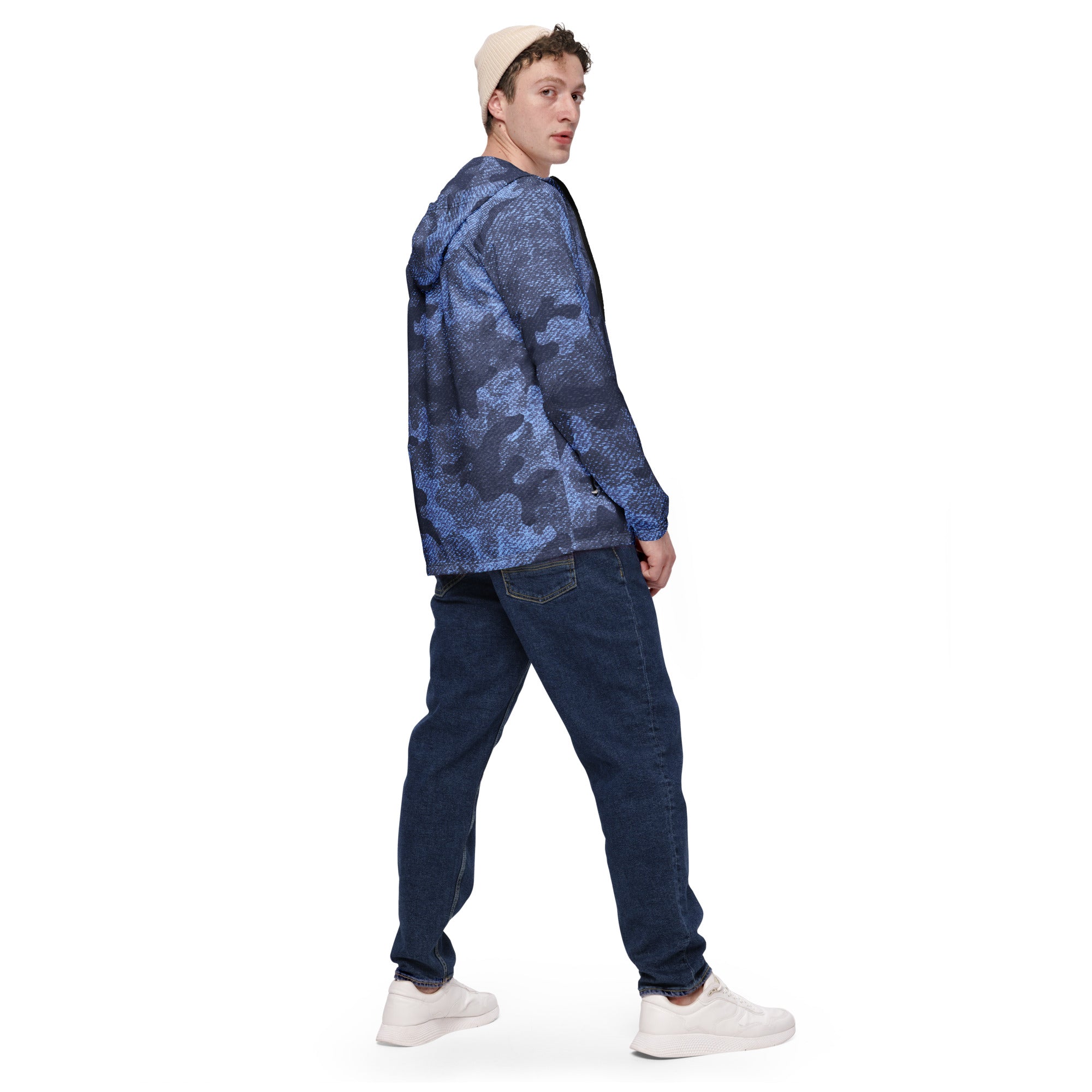 Men's Windbreaker | Denim Blue Camo Camo Colors