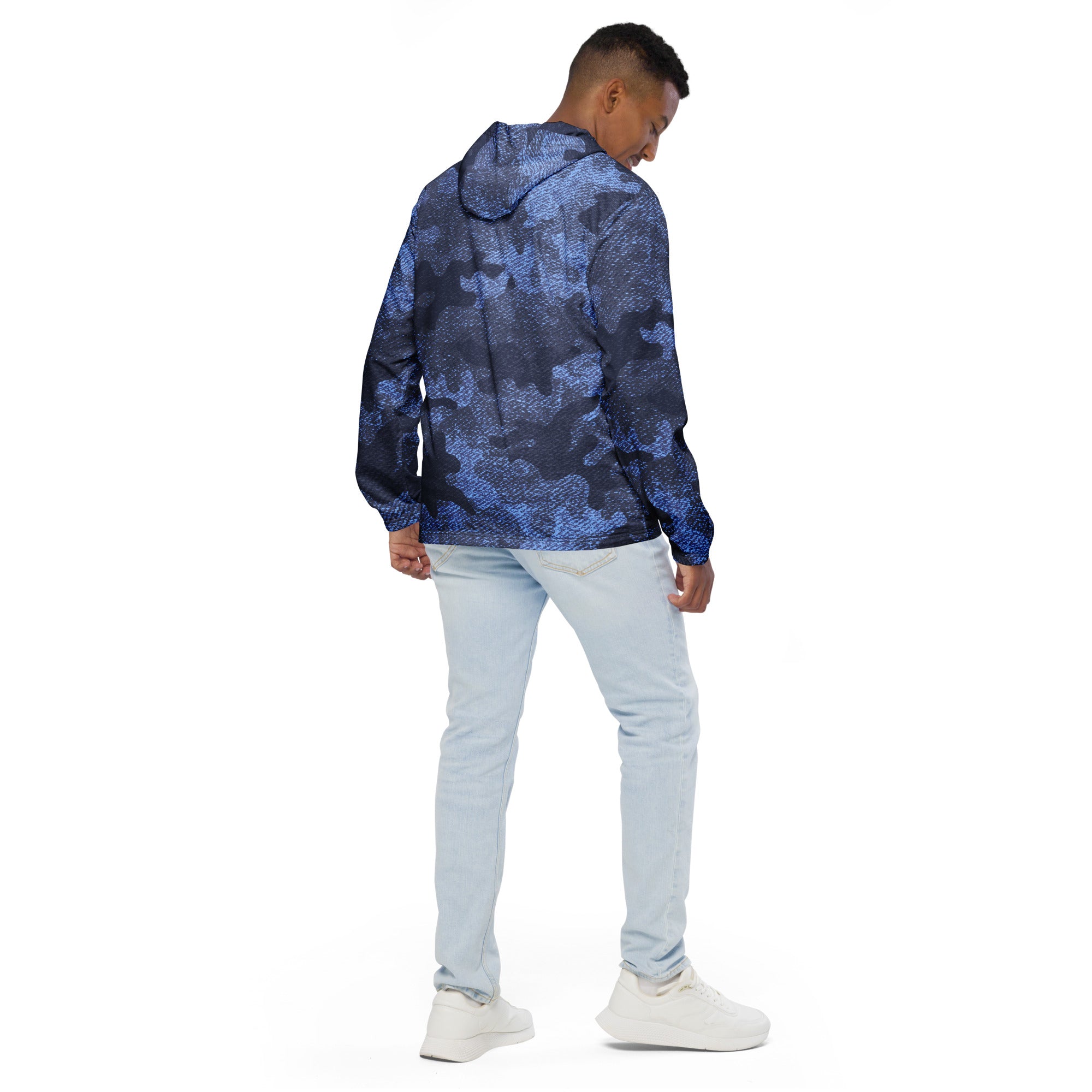 Men's Windbreaker | Denim Blue Camo Camo Colors