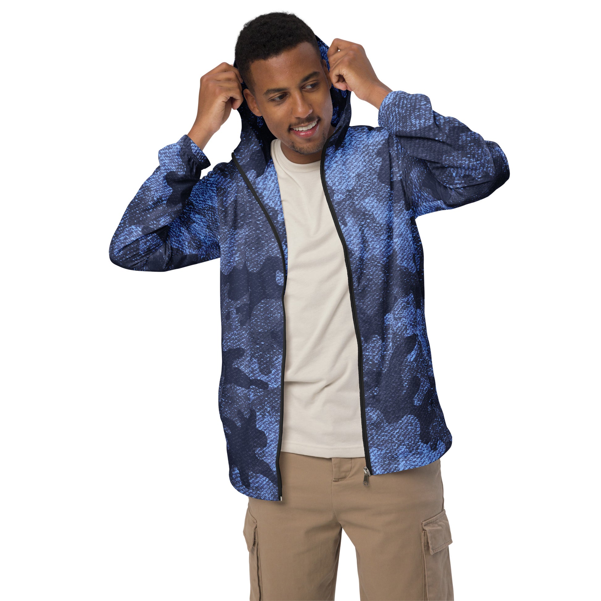 Men's Windbreaker | Denim Blue Camo Camo Colors