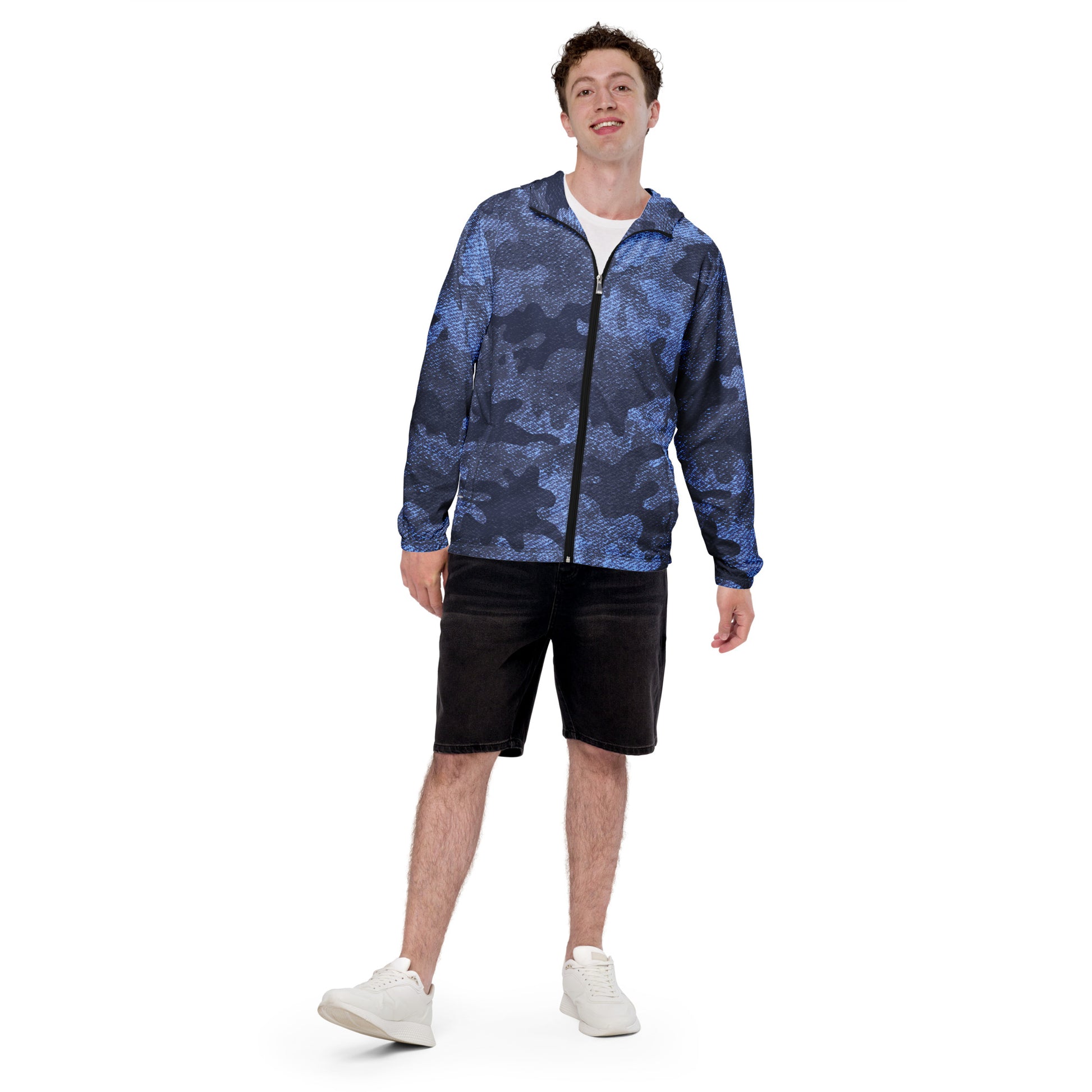Men's Windbreaker | Denim Blue Camo Camo Colors
