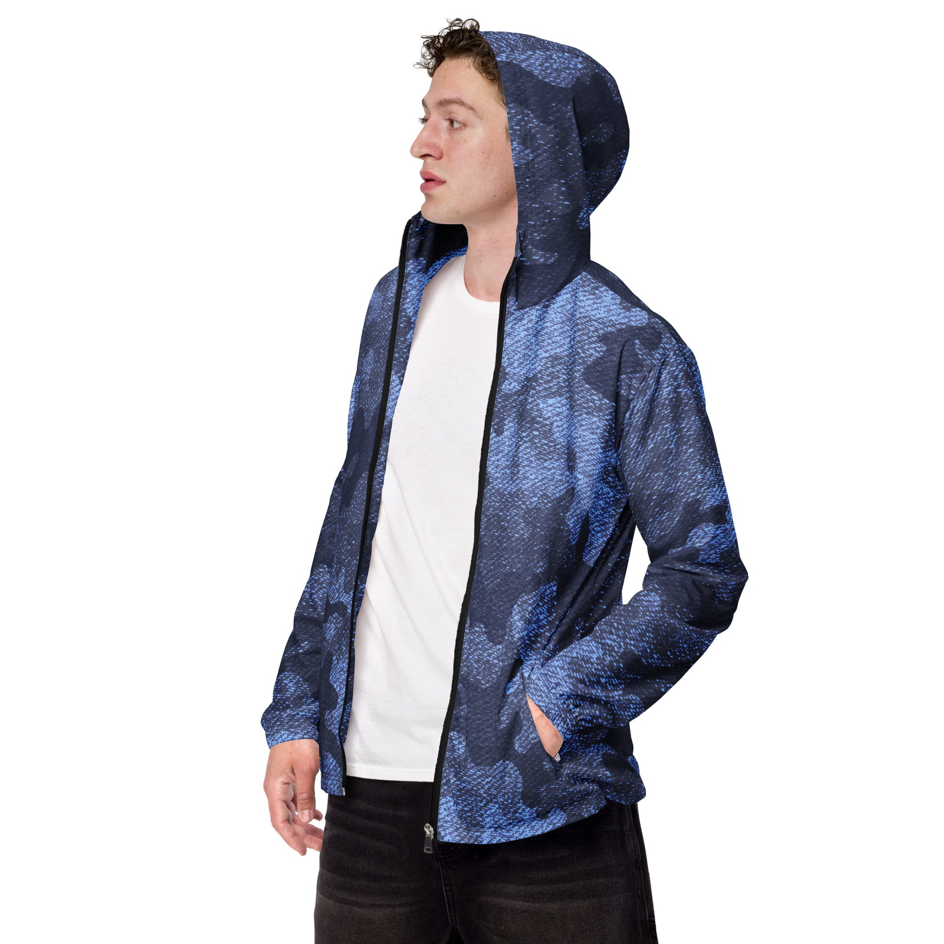 Men's Windbreaker | Denim Blue Camo Camo Colors