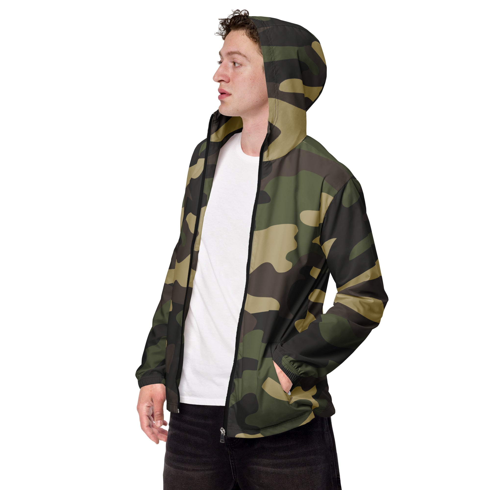 Men's Windbreaker | Classic Green Camo Camo Colors