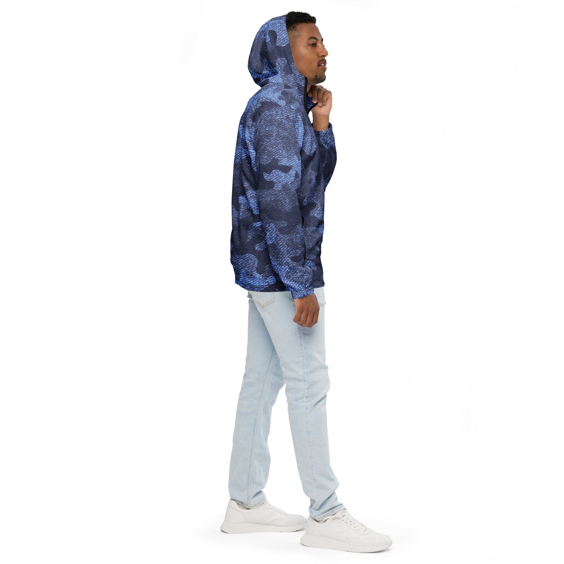 Men's Windbreaker | Denim Blue Camo Camo Colors
