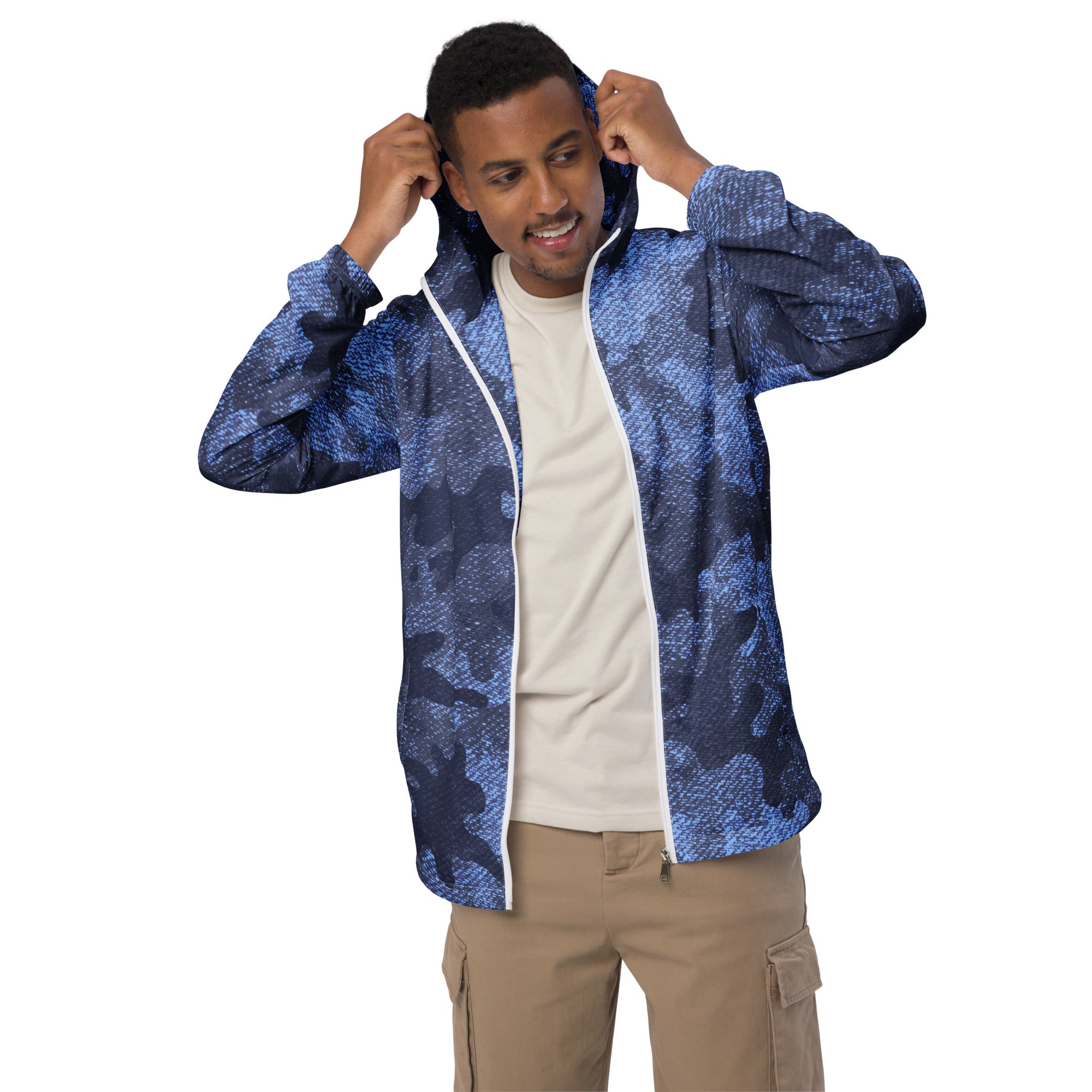 Men's Windbreaker | Denim Blue Camo Camo Colors