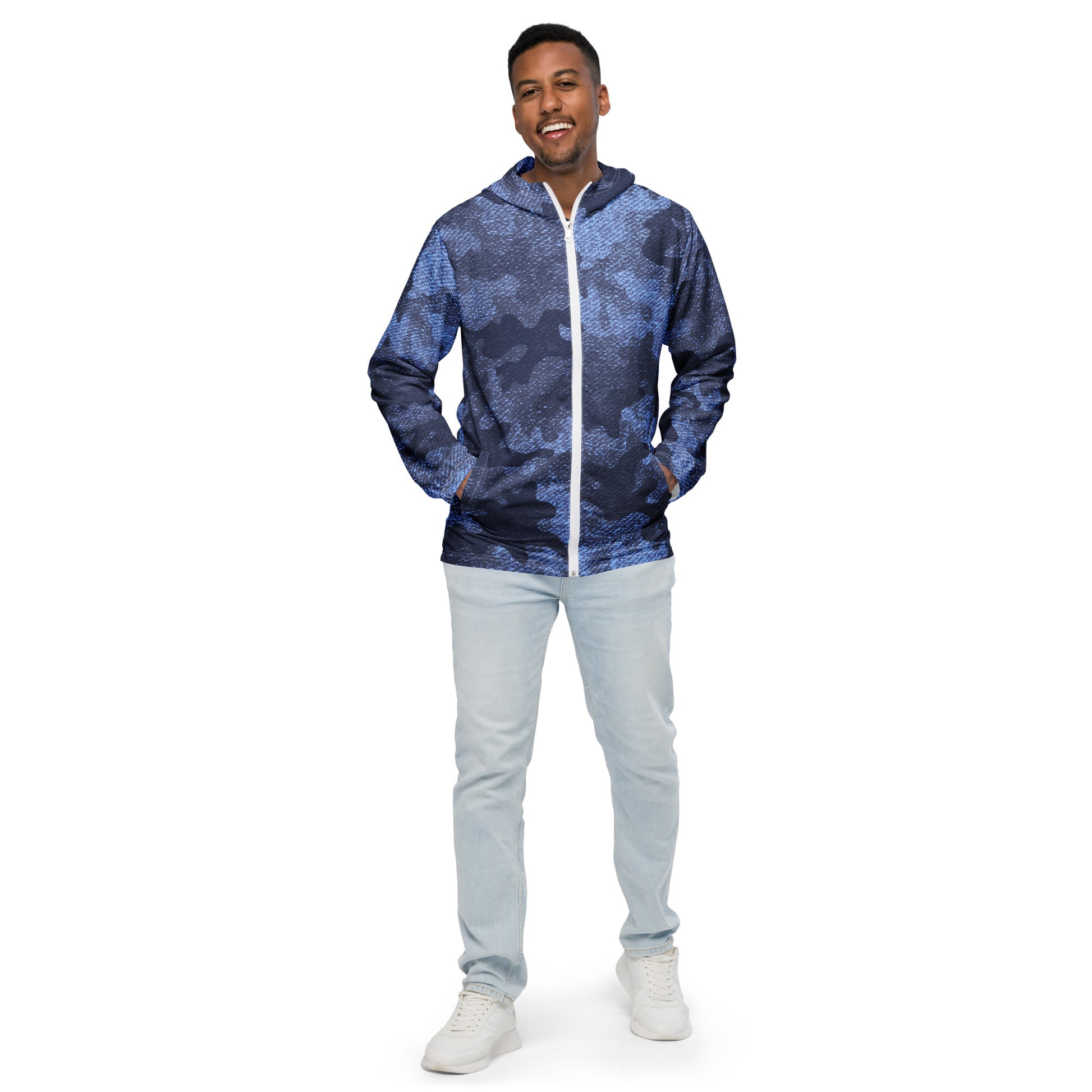 Men's Windbreaker | Denim Blue Camo Camo Colors