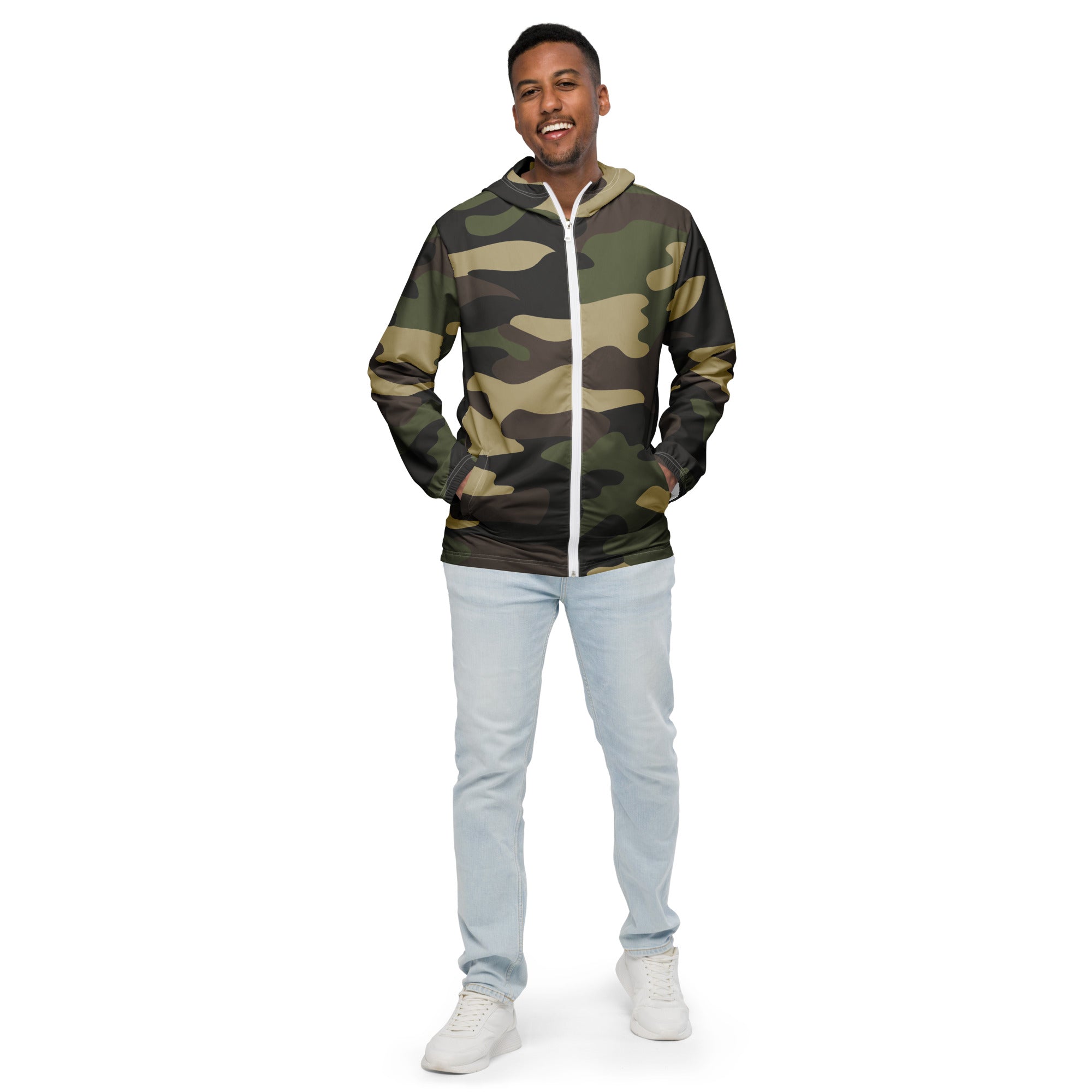 Men's Windbreaker | Classic Green Camo Camo Colors