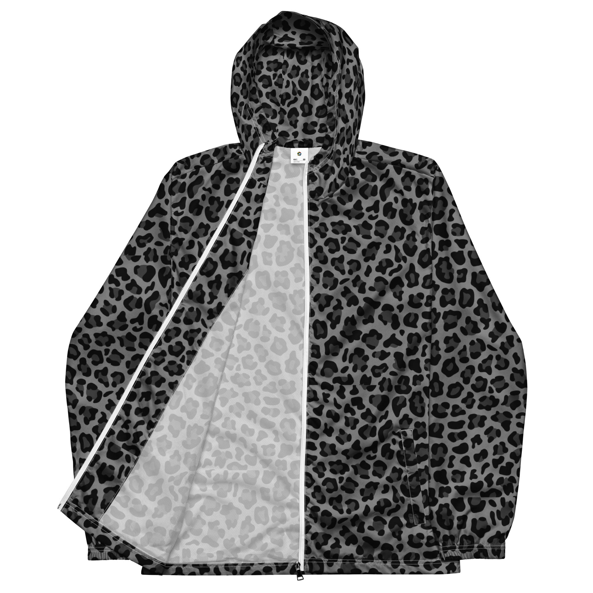 Men's Windbreaker | Gray and Black Leopard Pattern Camo Colors
