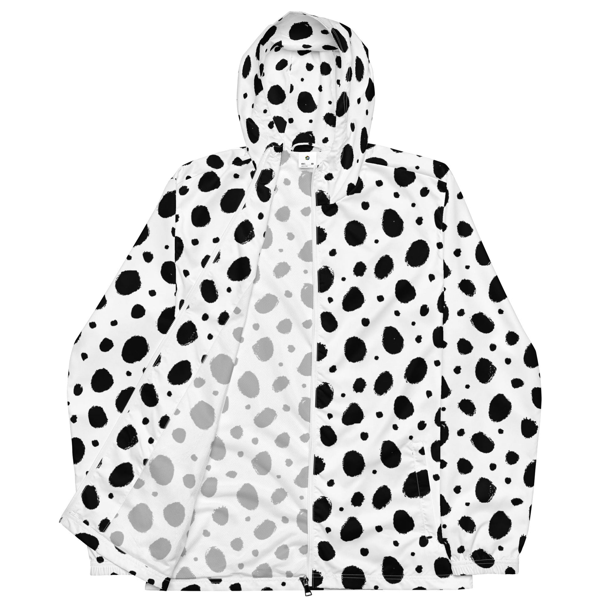 Men's Black and White Camo Windbreaker with Grunge Spot Design | Camo Colors