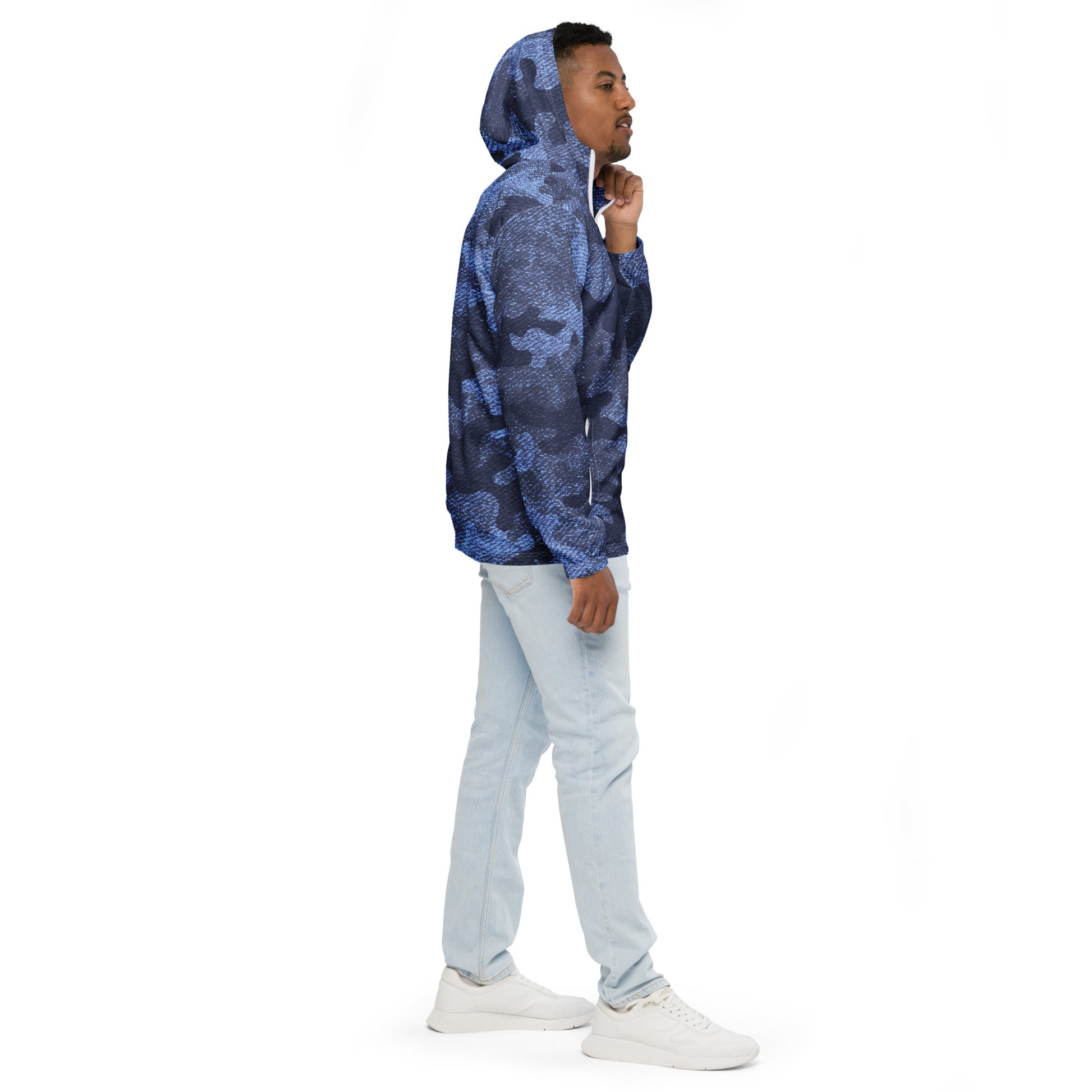 Men's Windbreaker | Denim Blue Camo Camo Colors