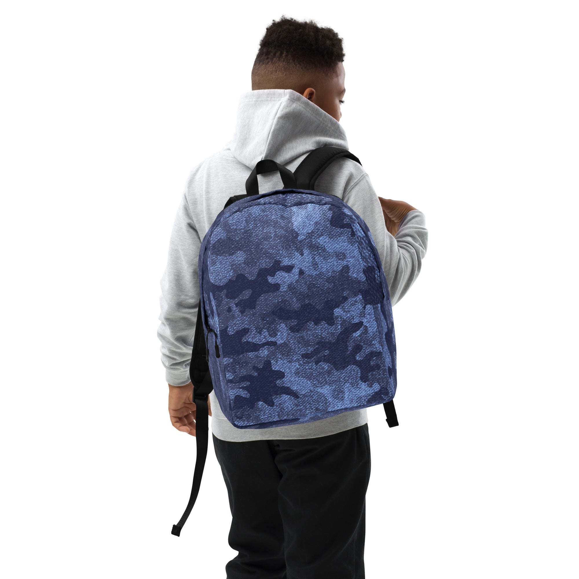 Minimalist Backpack | Denim Blue Camouflage Camo Colors