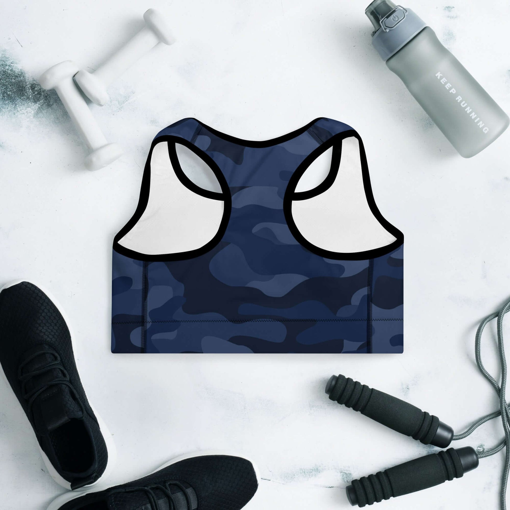 Sports Bra for Women in Deep Blue Camo Print | Camo Colors