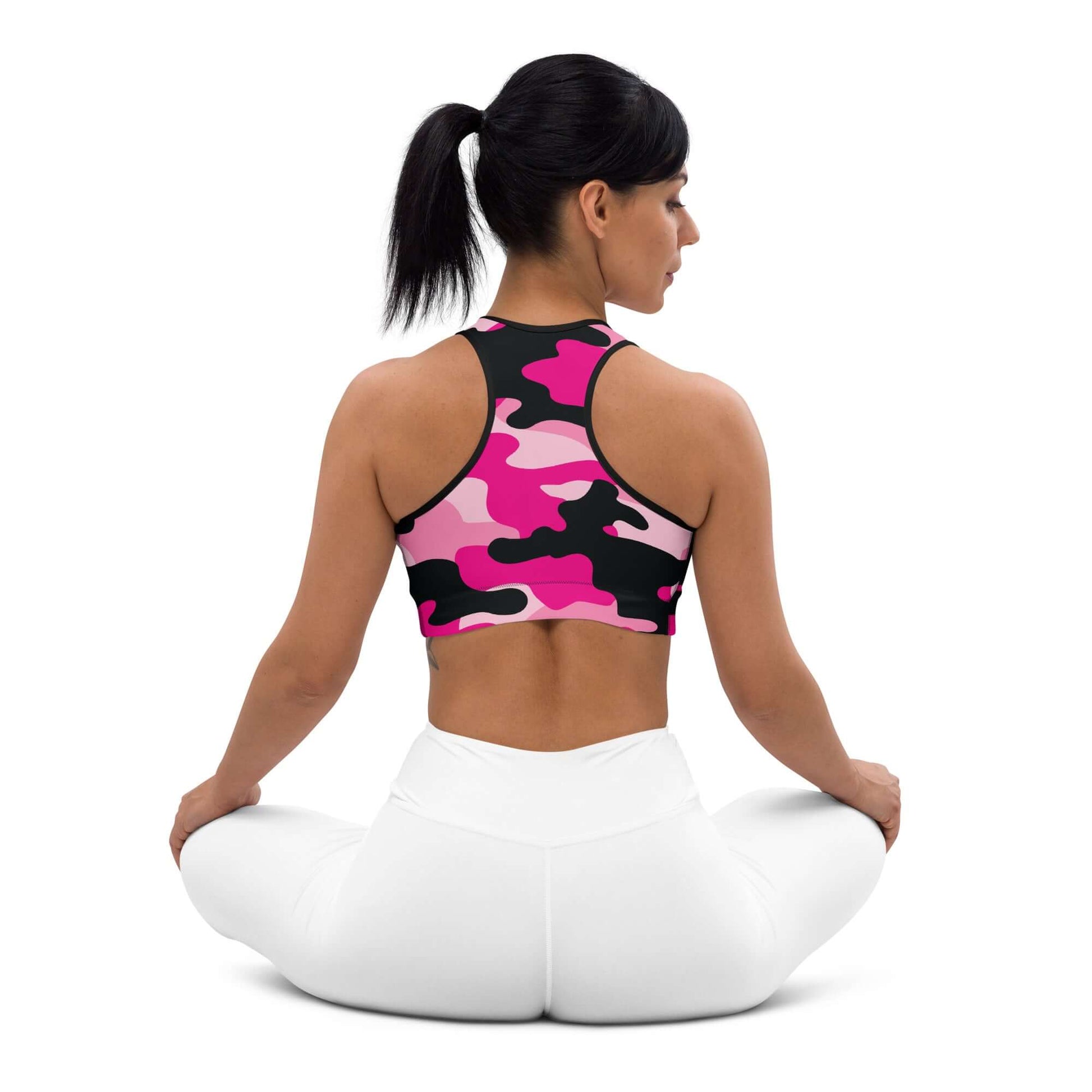 Sports Bra for Women in Pink and Black Camo Print | Camo Colors