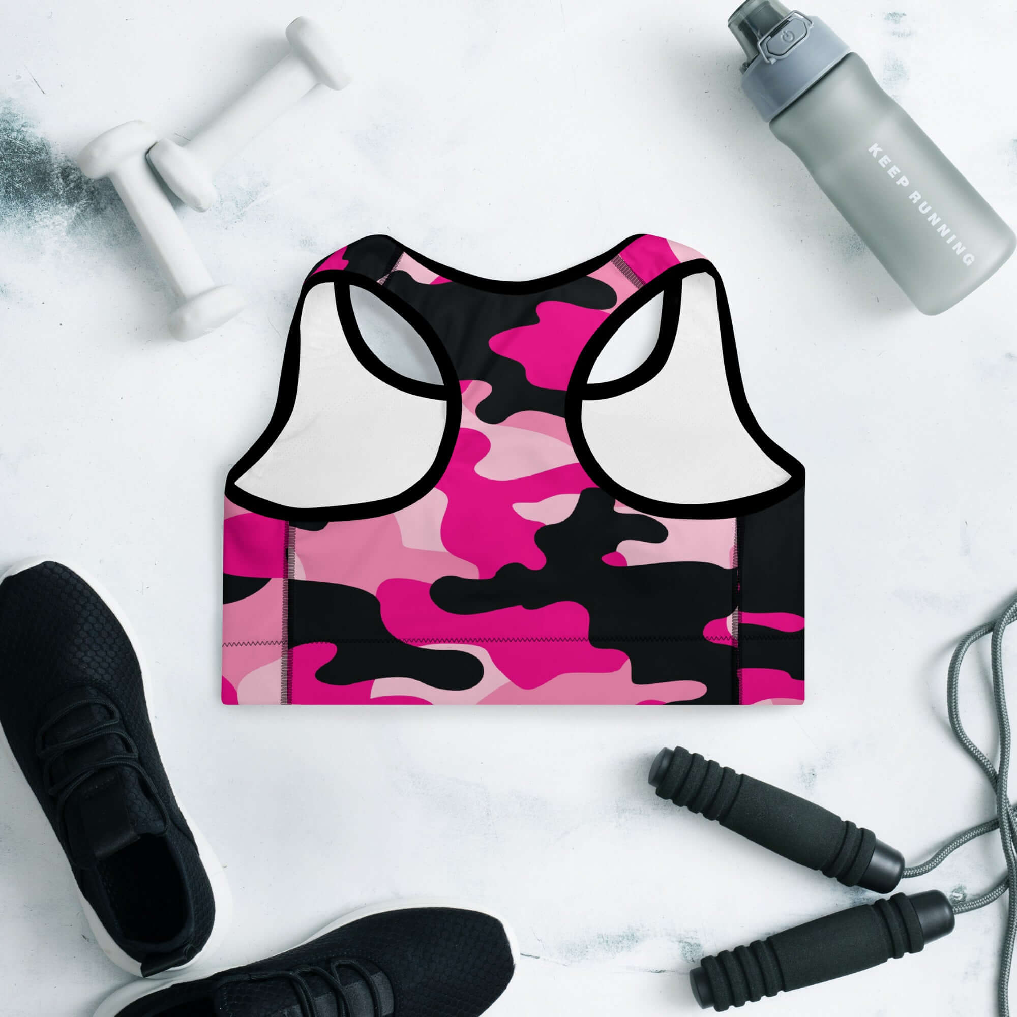 Sports Bra for Women in Pink and Black Camo Print | Camo Colors