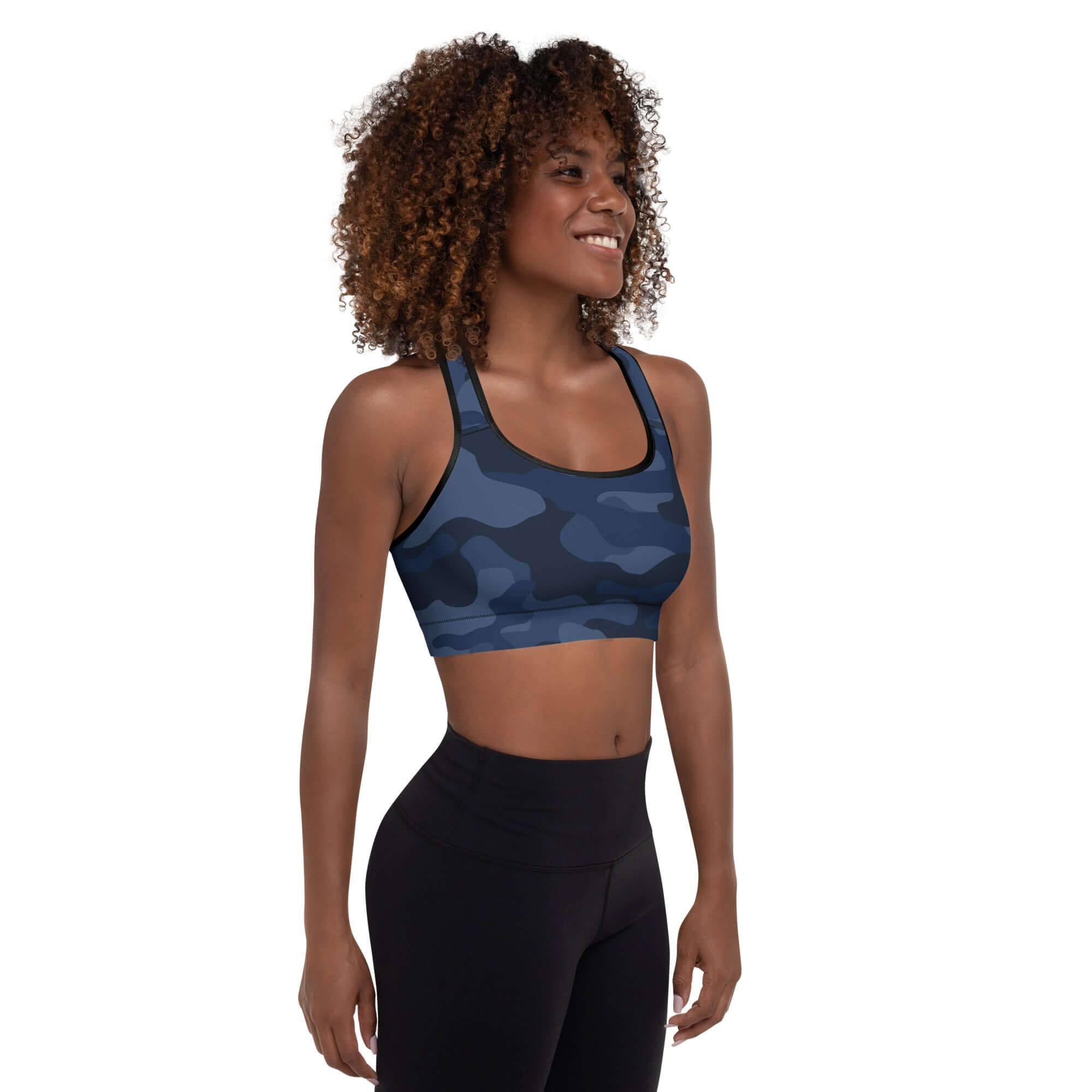 Sports Bra for Women in Deep Blue Camo Print | Camo Colors