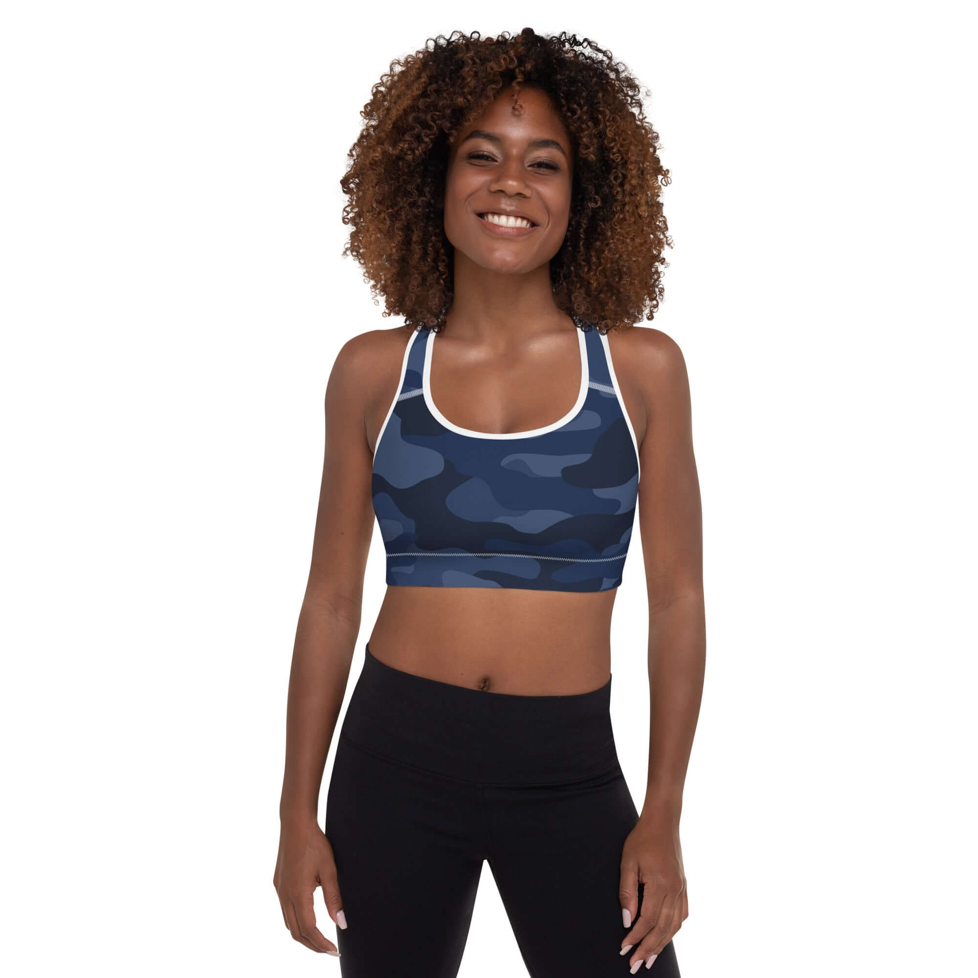 Sports Bra for Women in Deep Blue Camo Print | Camo Colors