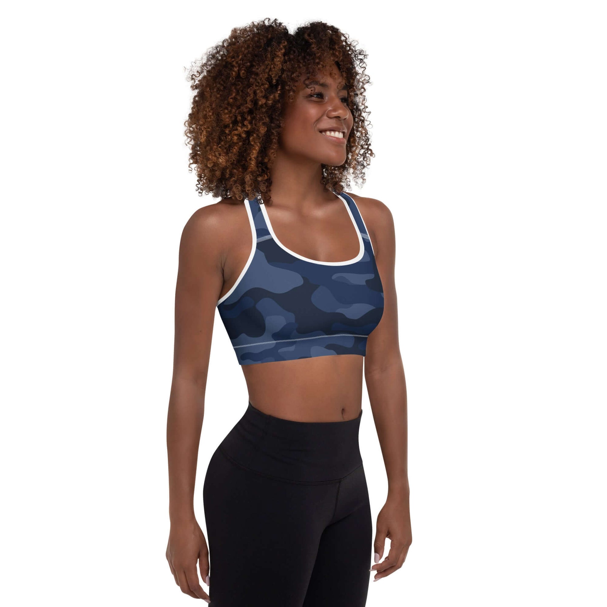 Sports Bra for Women in Deep Blue Camo Print | Camo Colors