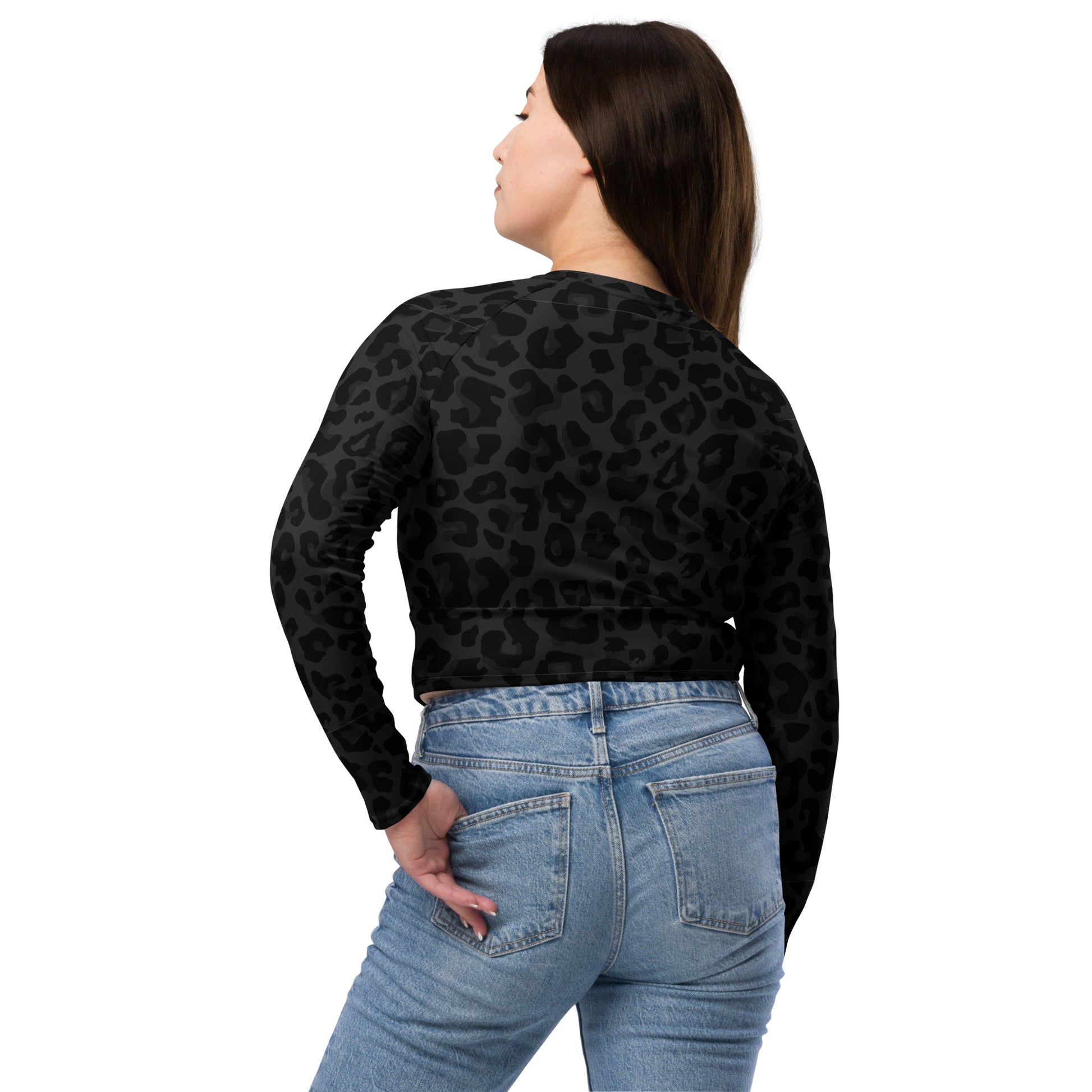 Leopard Crop Top | Black Tones | Long-sleeve Camo Colors