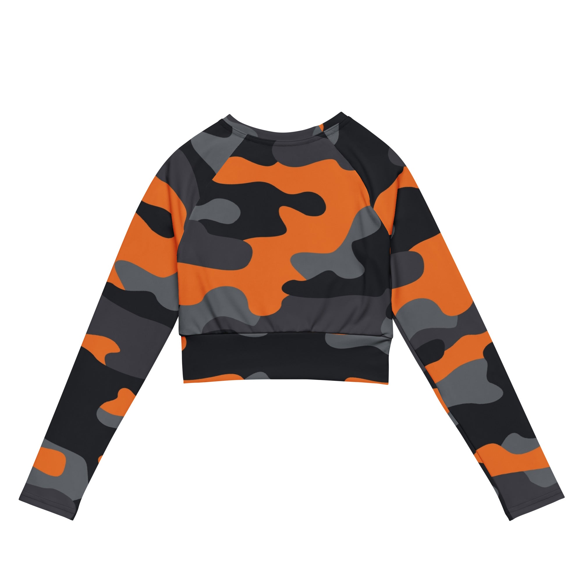 Camo Crop Top | Orange, Black and Gray | Long-sleeve Camo Colors
