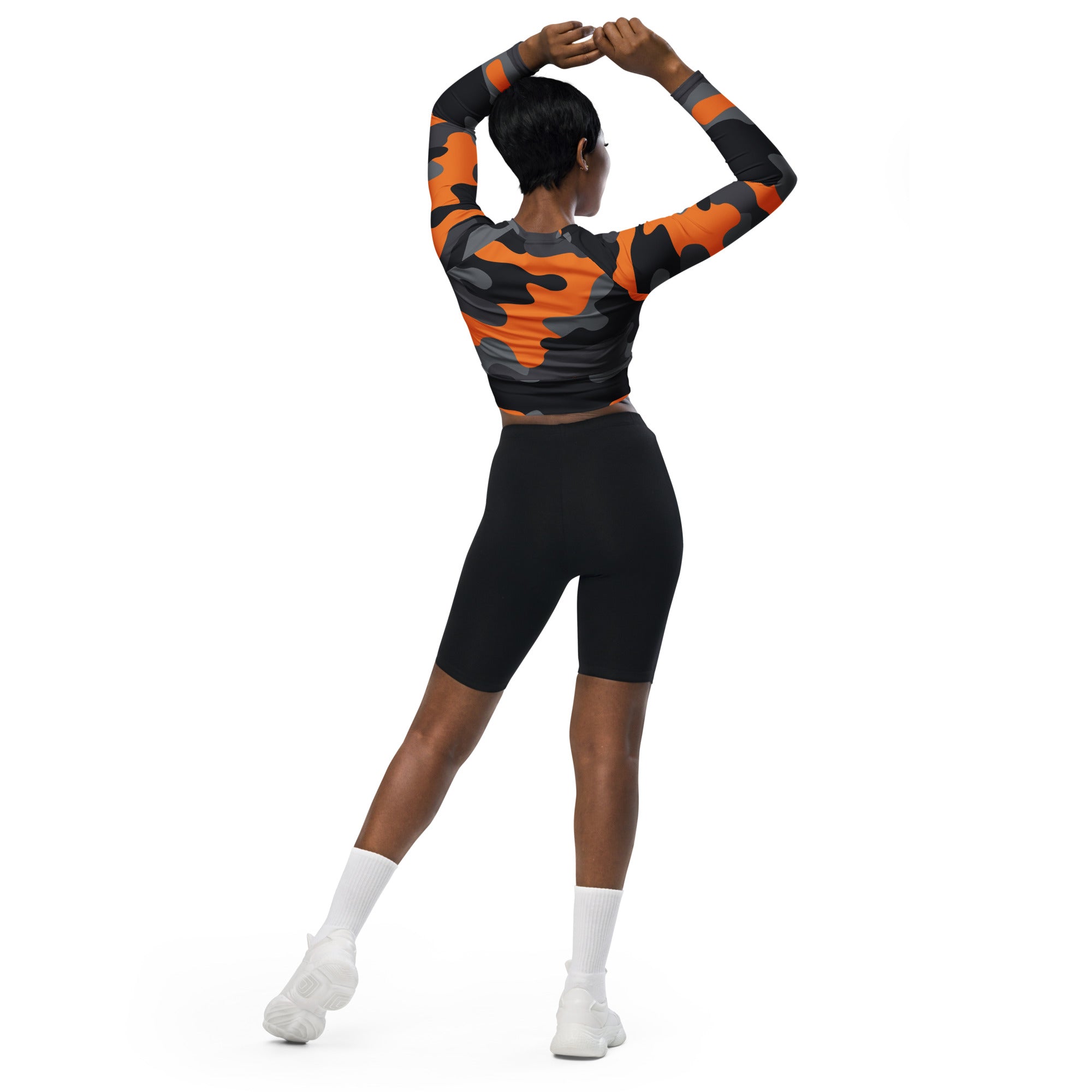 Camo Crop Top | Orange, Black and Gray | Long-sleeve Camo Colors