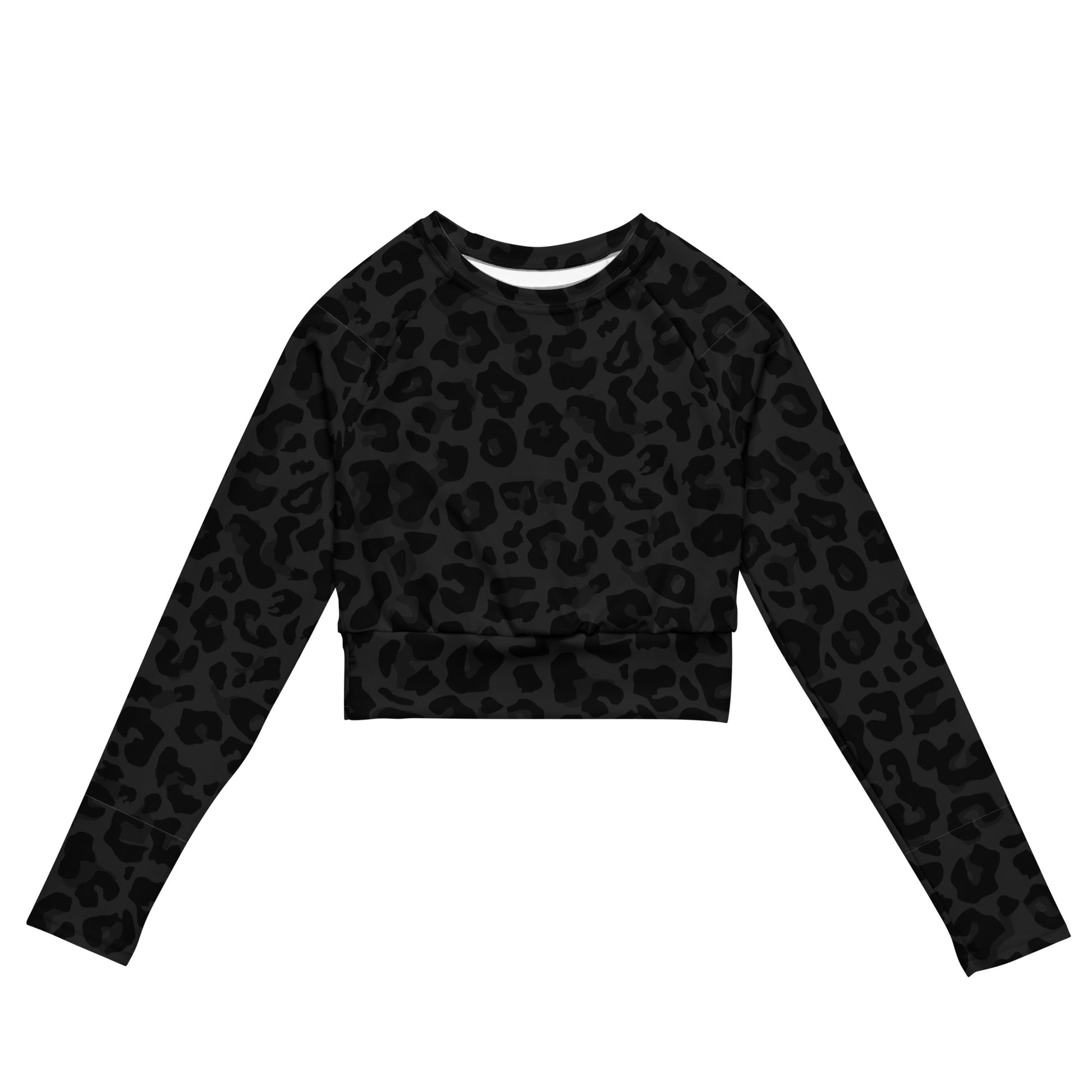 Leopard Crop Top | Black Tones | Long-sleeve Camo Colors