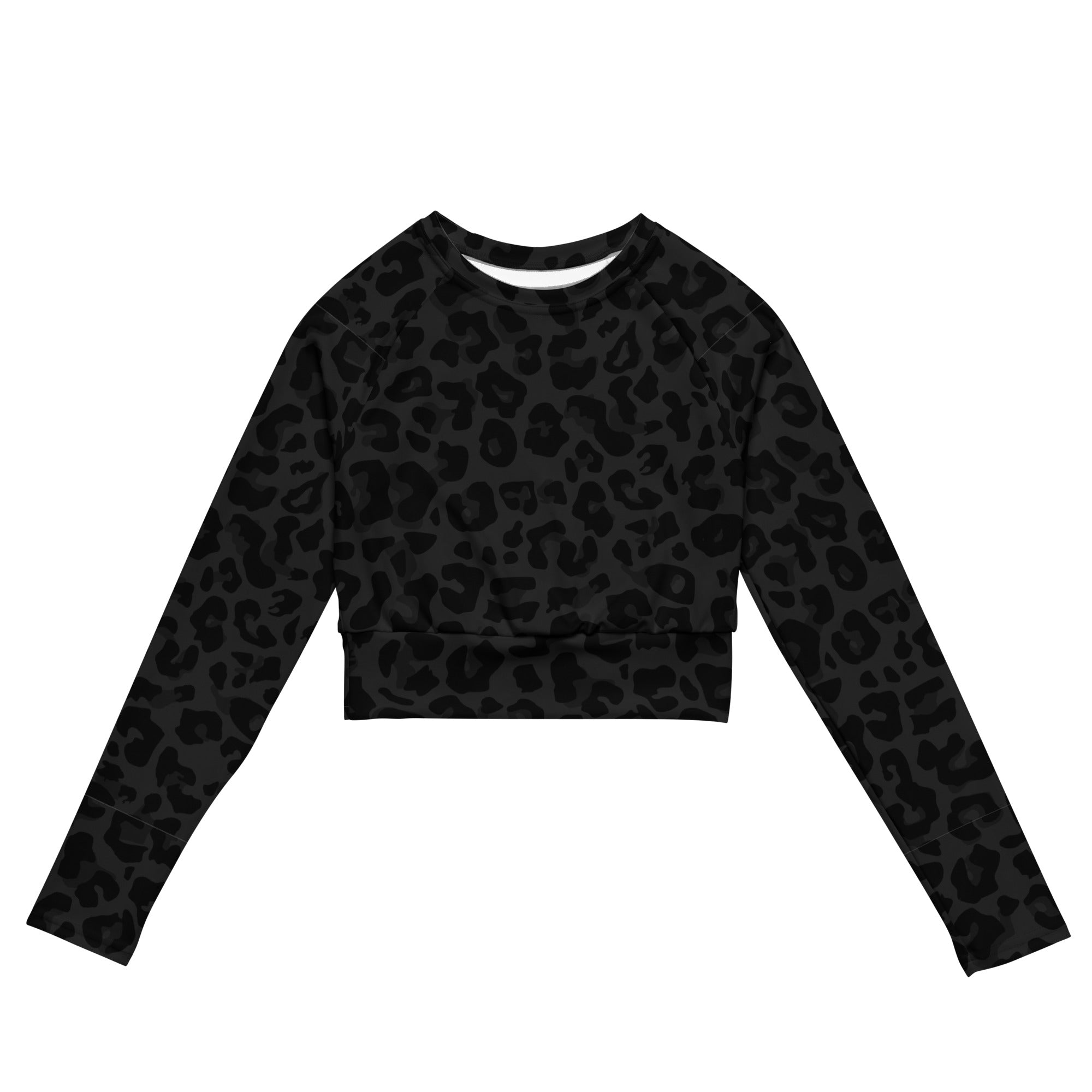 Leopard Crop Top | Black Tones | Long-sleeve Camo Colors