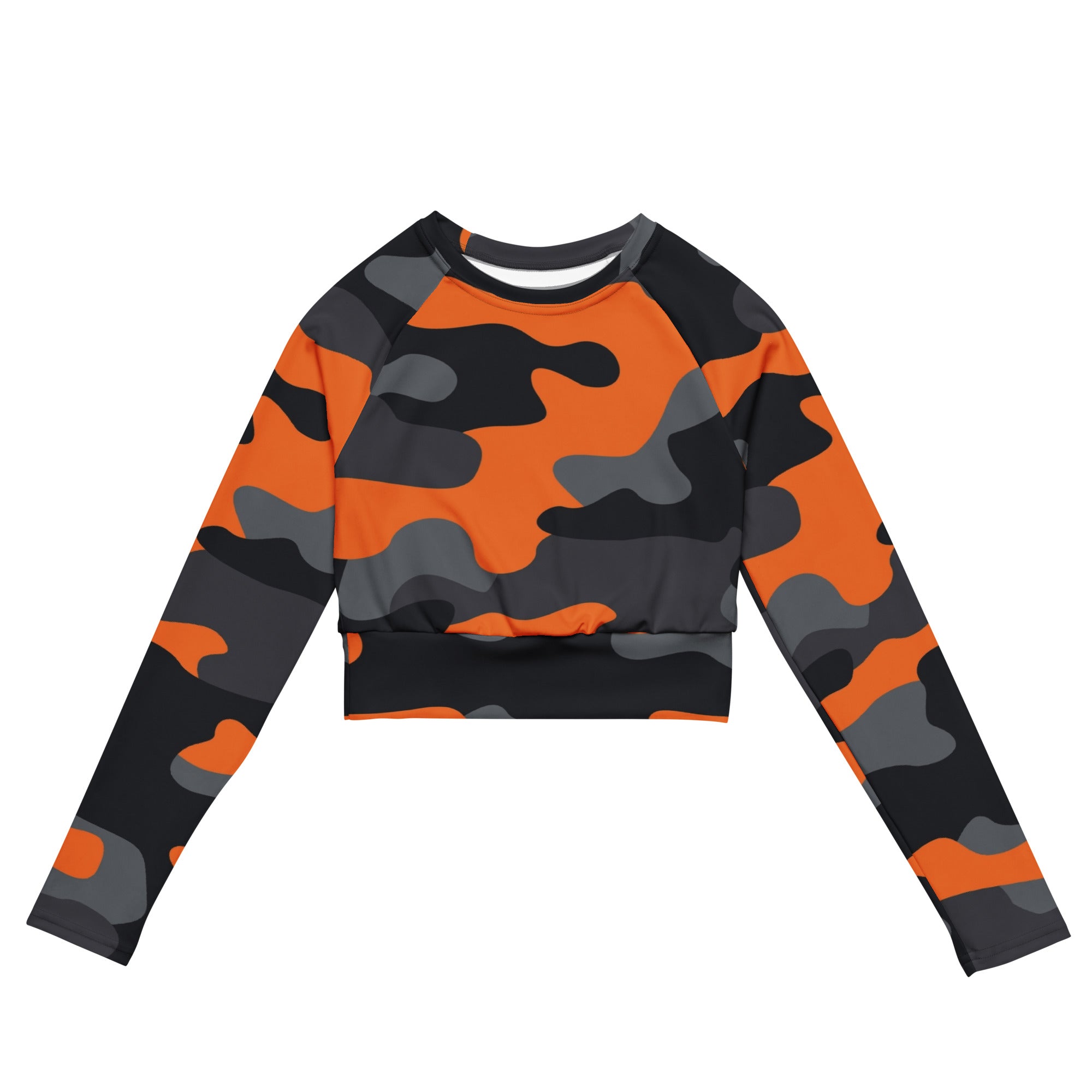 Camo Crop Top | Orange, Black and Gray | Long-sleeve Camo Colors