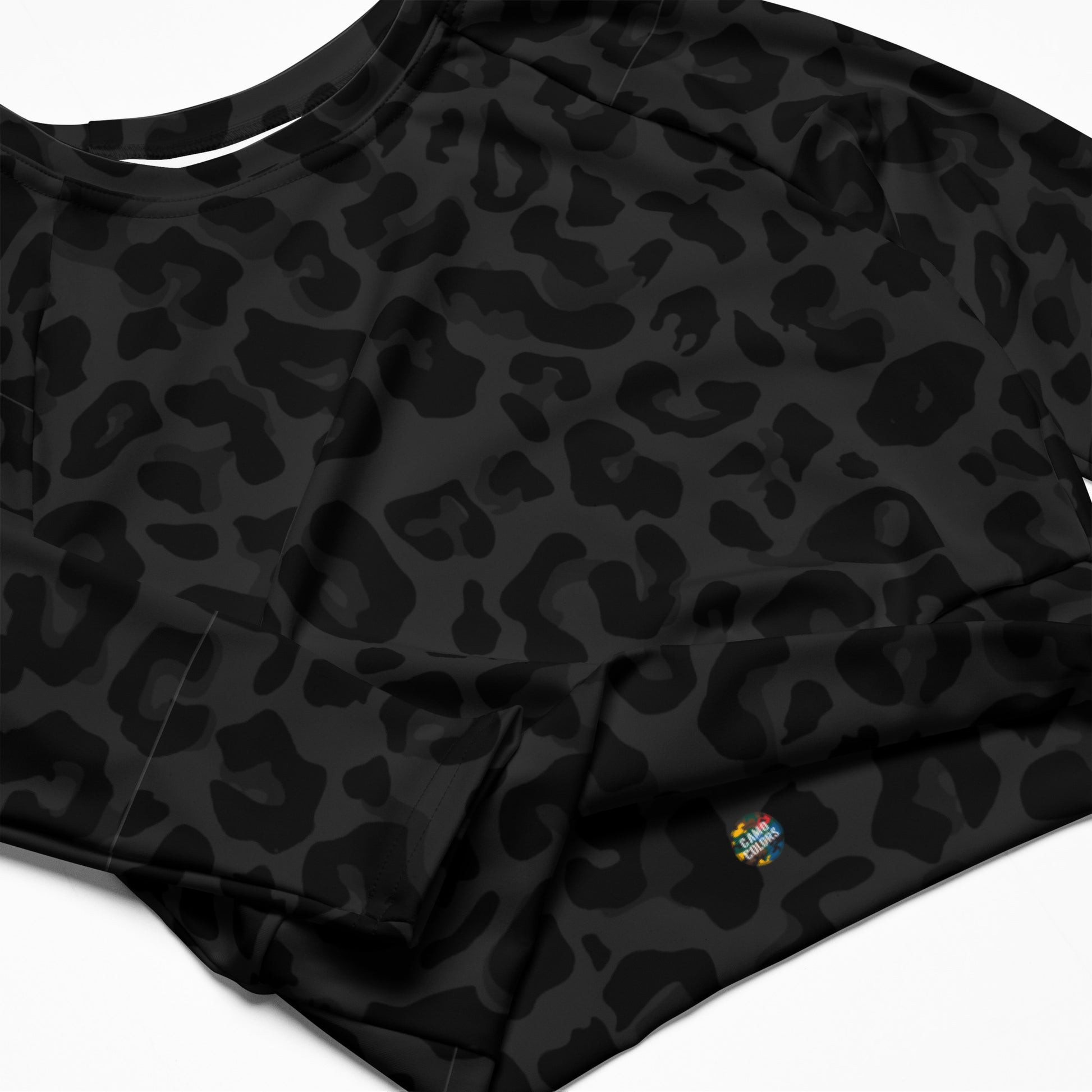Leopard Crop Top | Black Tones | Long-sleeve Camo Colors