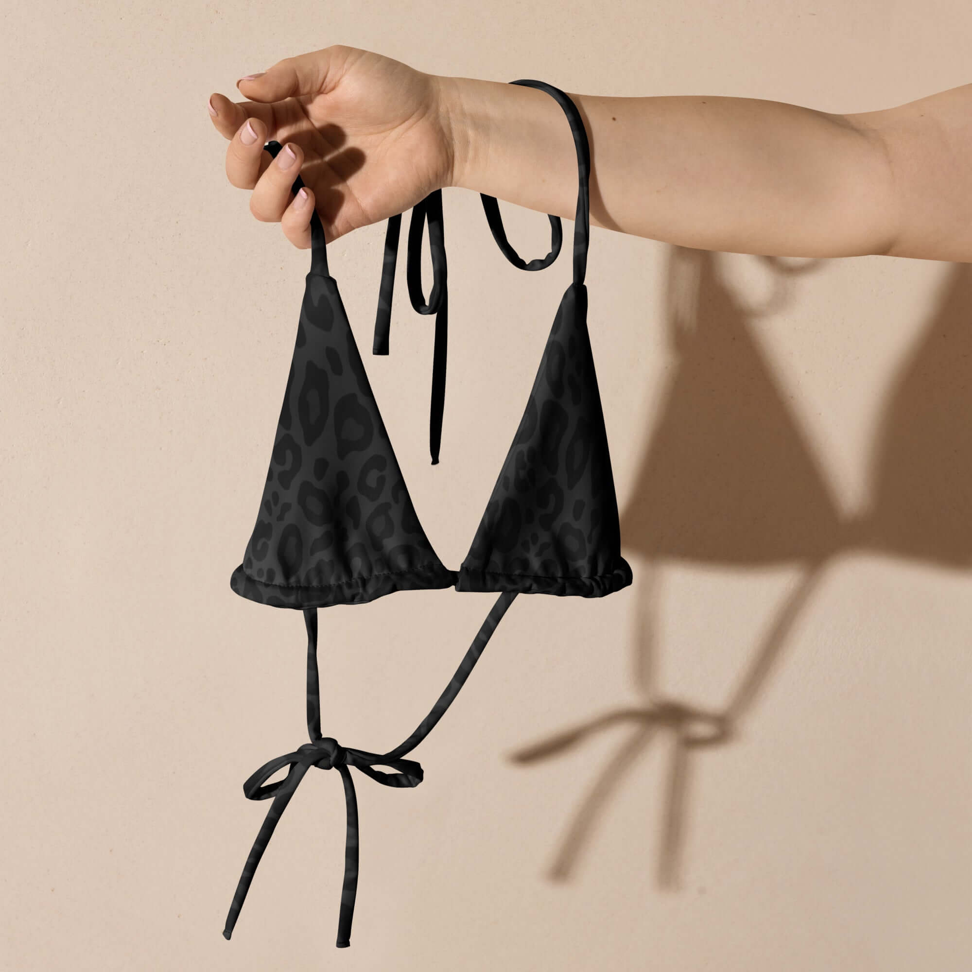 Leopard Print String Bikini Top | Black Puma Pattern | Camo Colors