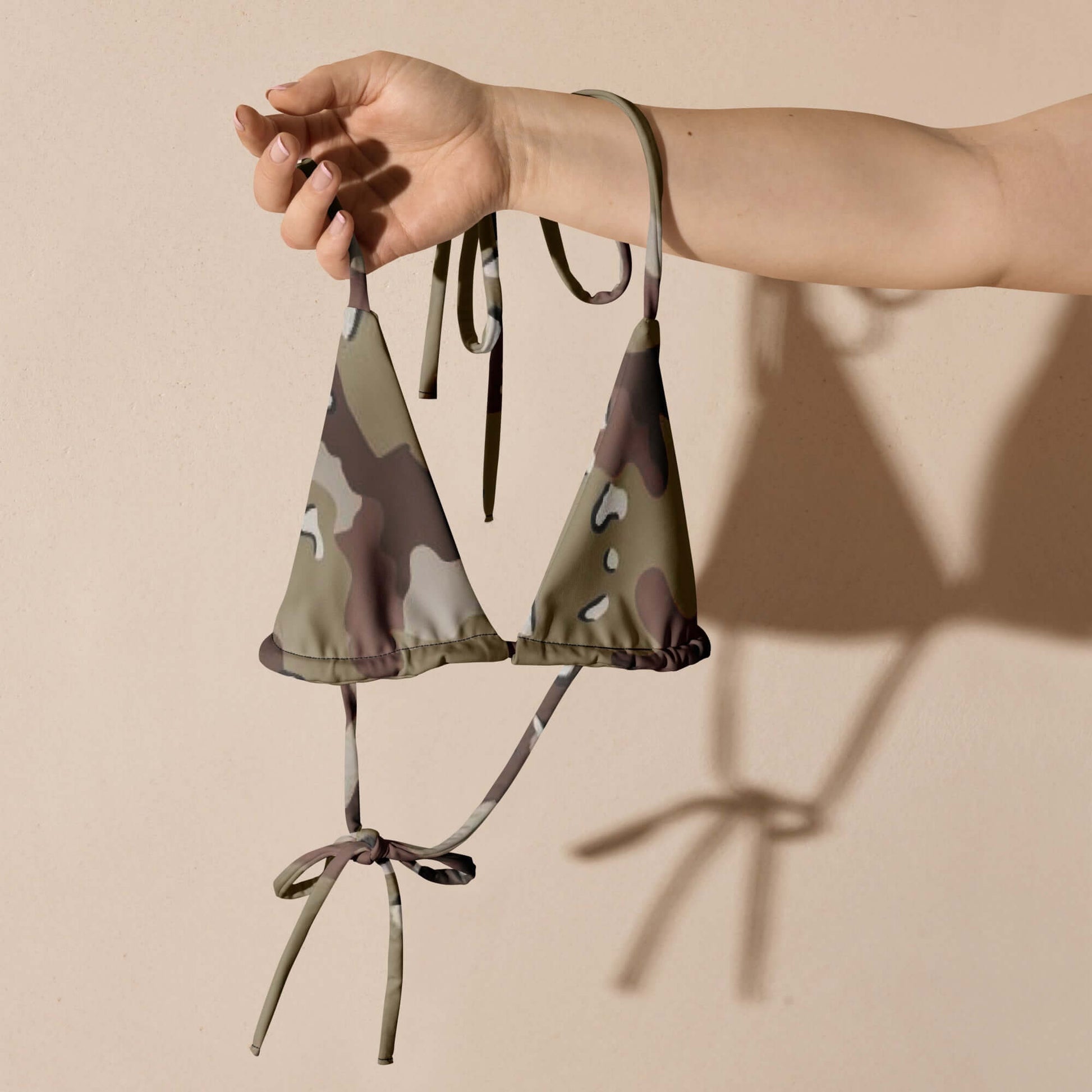 Army Style String Bikini Top | Brown Desert Camouflage | Camo Colors