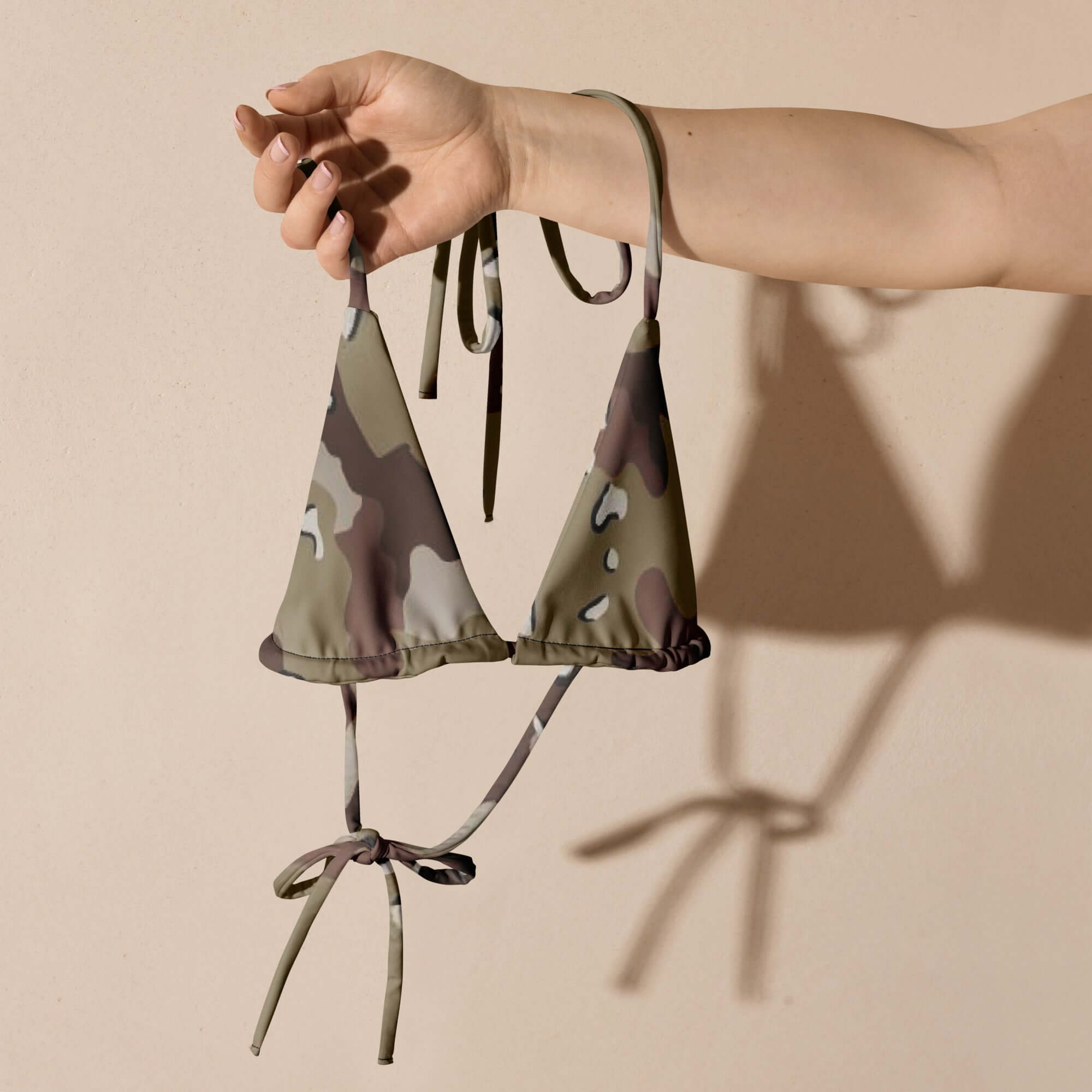 Army Style String Bikini Top | Brown Desert Camouflage | Camo Colors