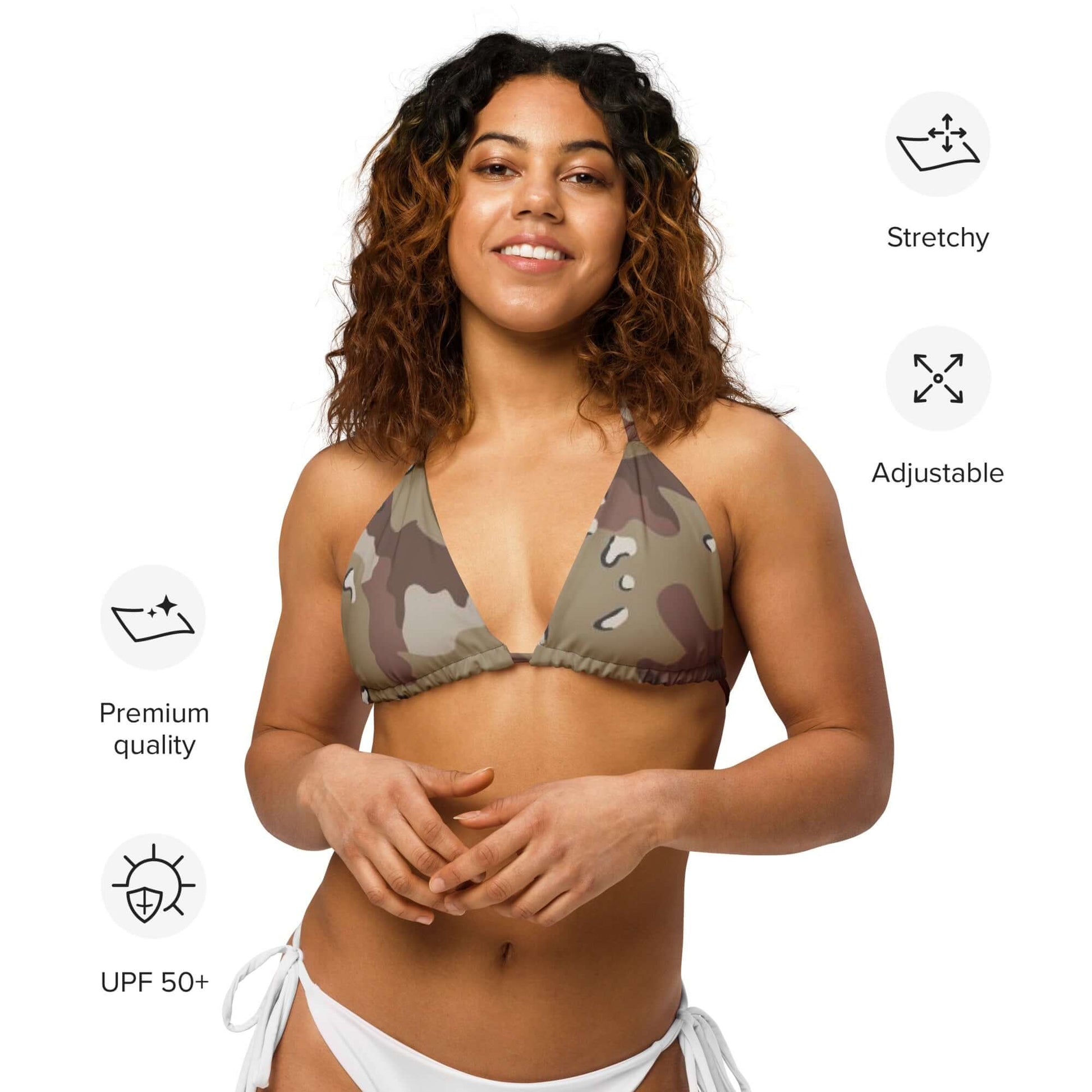 Army Style String Bikini Top | Brown Desert Camouflage | Camo Colors