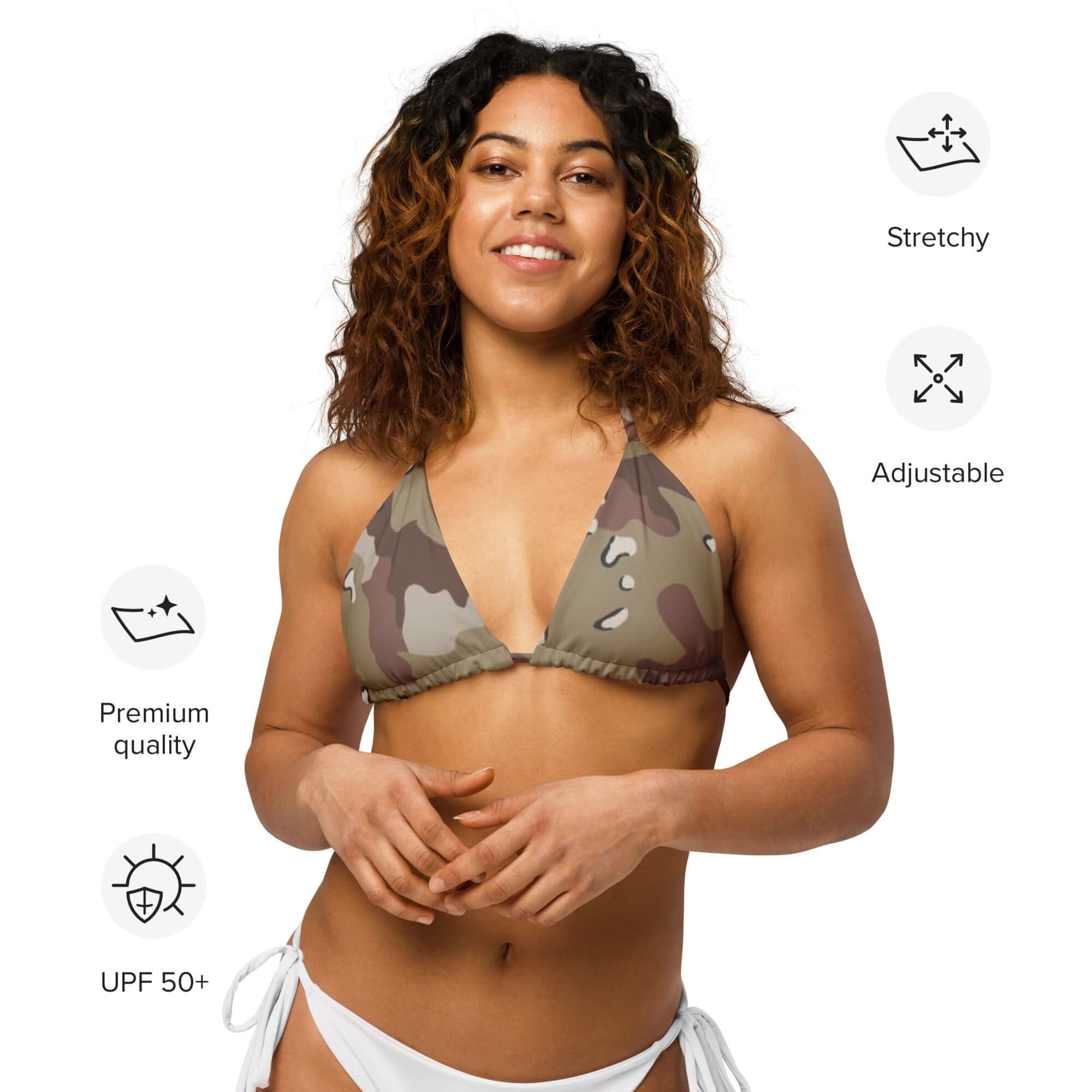 Army Style String Bikini Top | Brown Desert Camouflage | Camo Colors