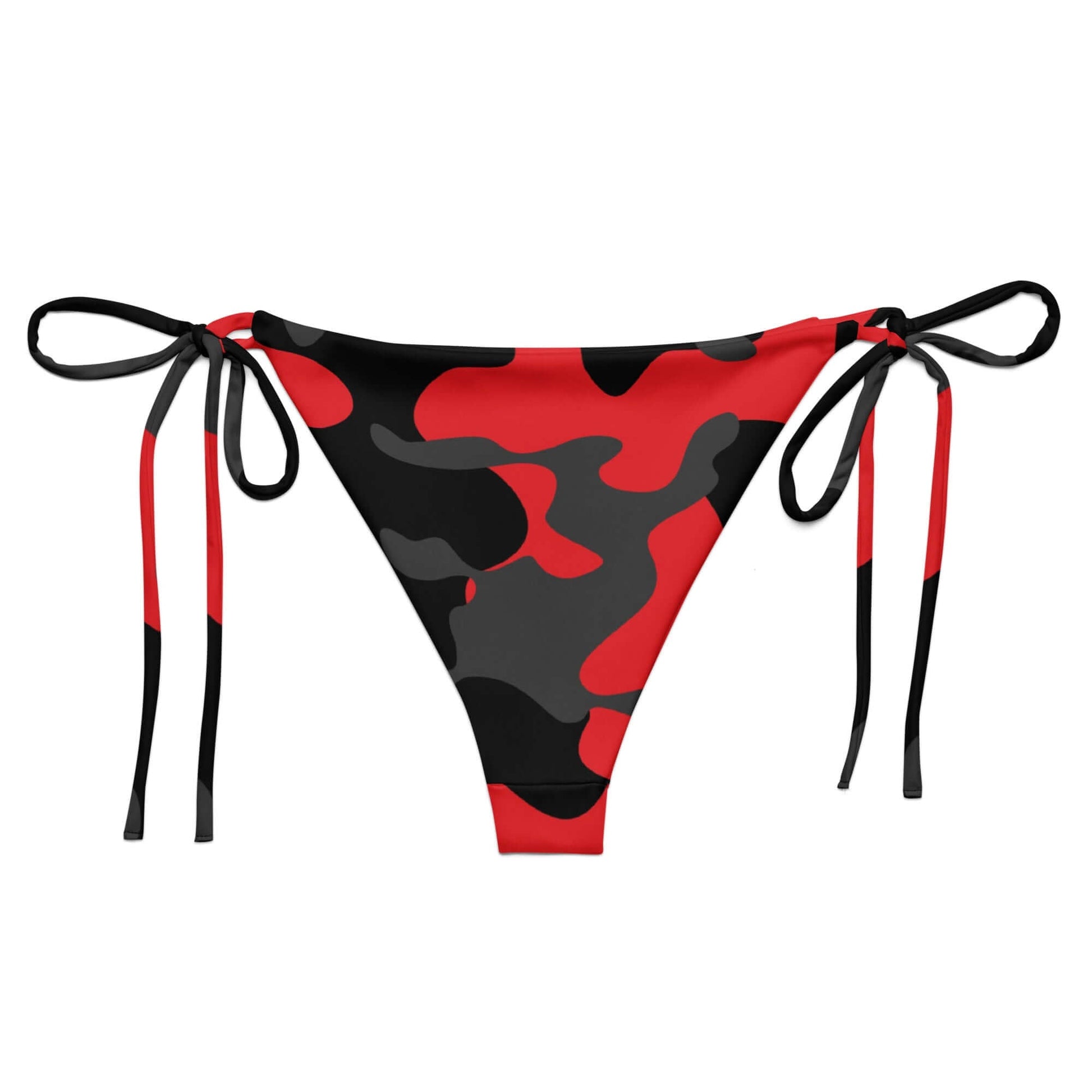 Camo Print String Bikini Bottom | Red, Grey & Black | Camo Colors