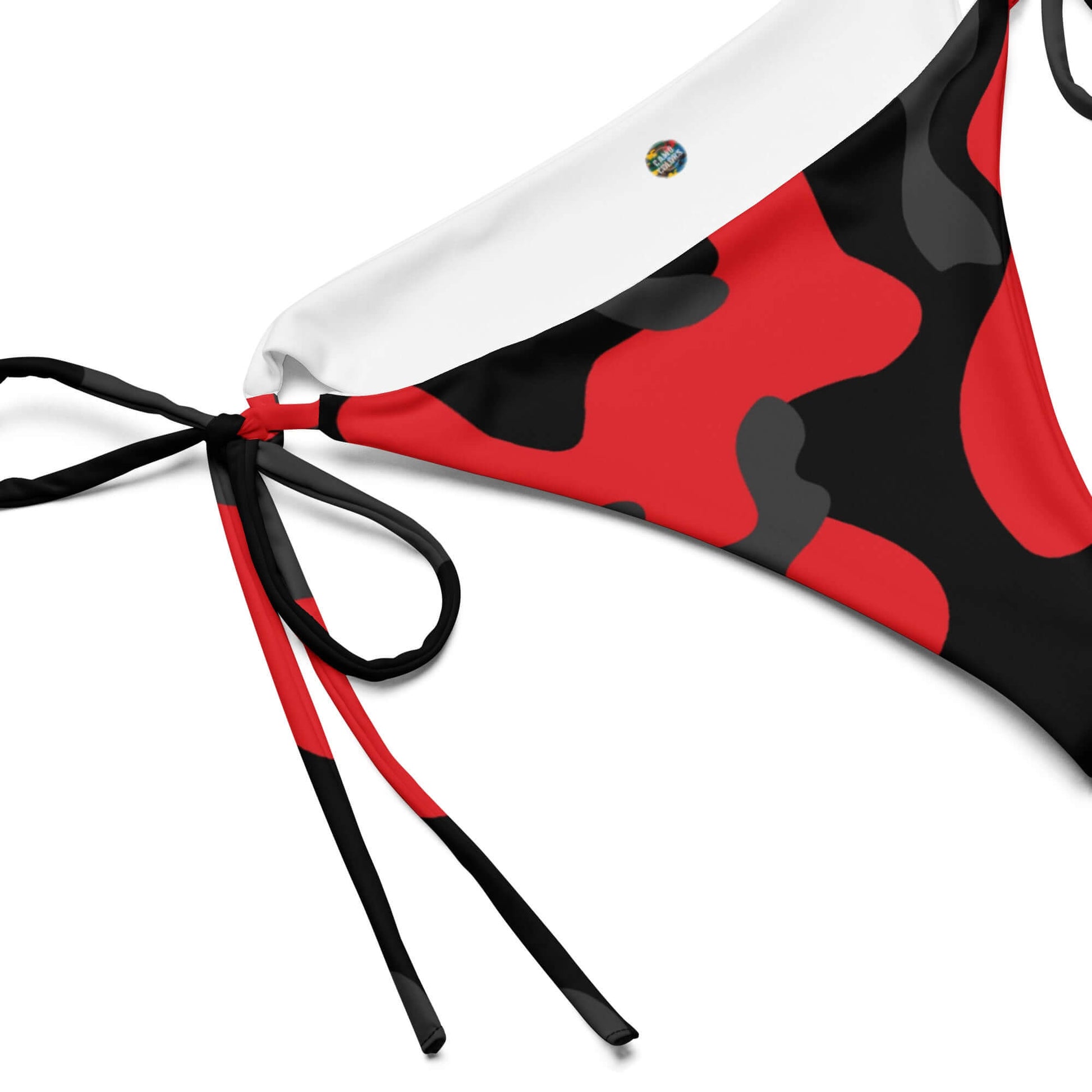 Camo Print String Bikini Bottom | Red, Grey & Black | Camo Colors
