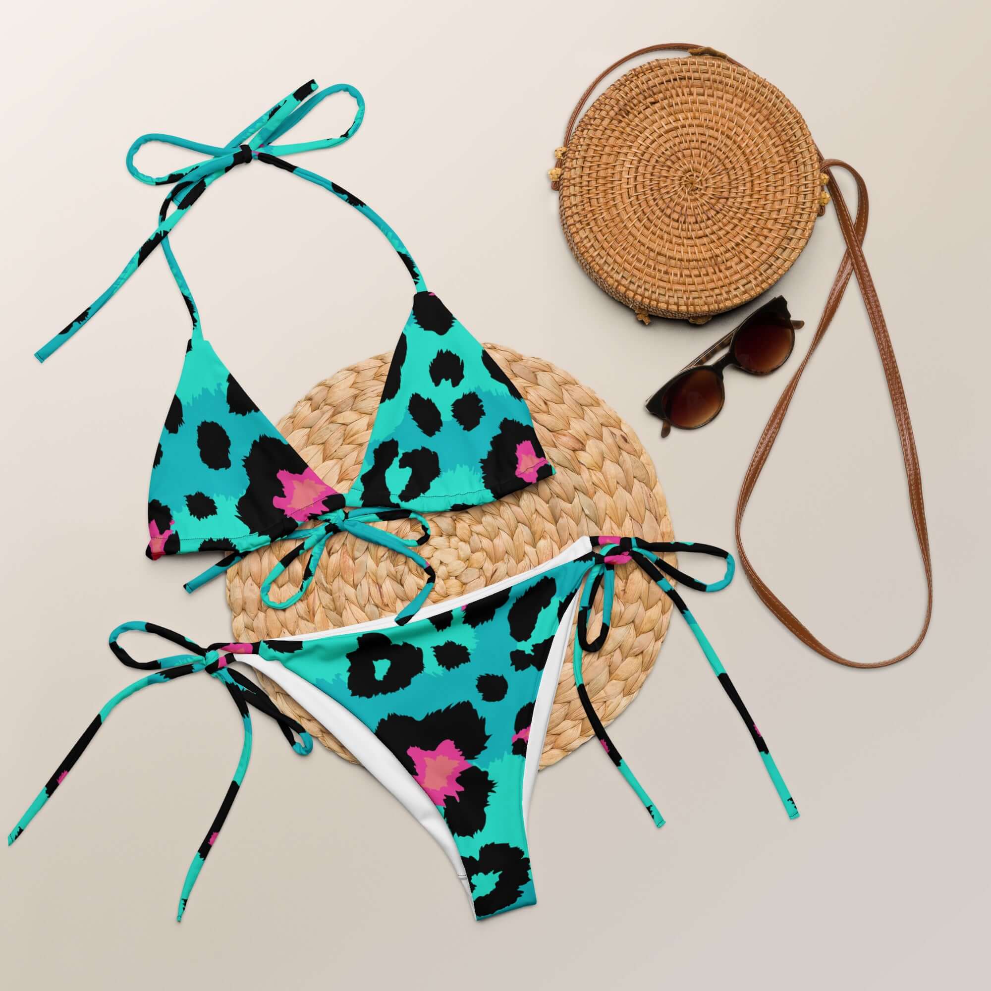 Turquoise Leopard Print String Bikini – Vibrant & Wild | Camo Colors