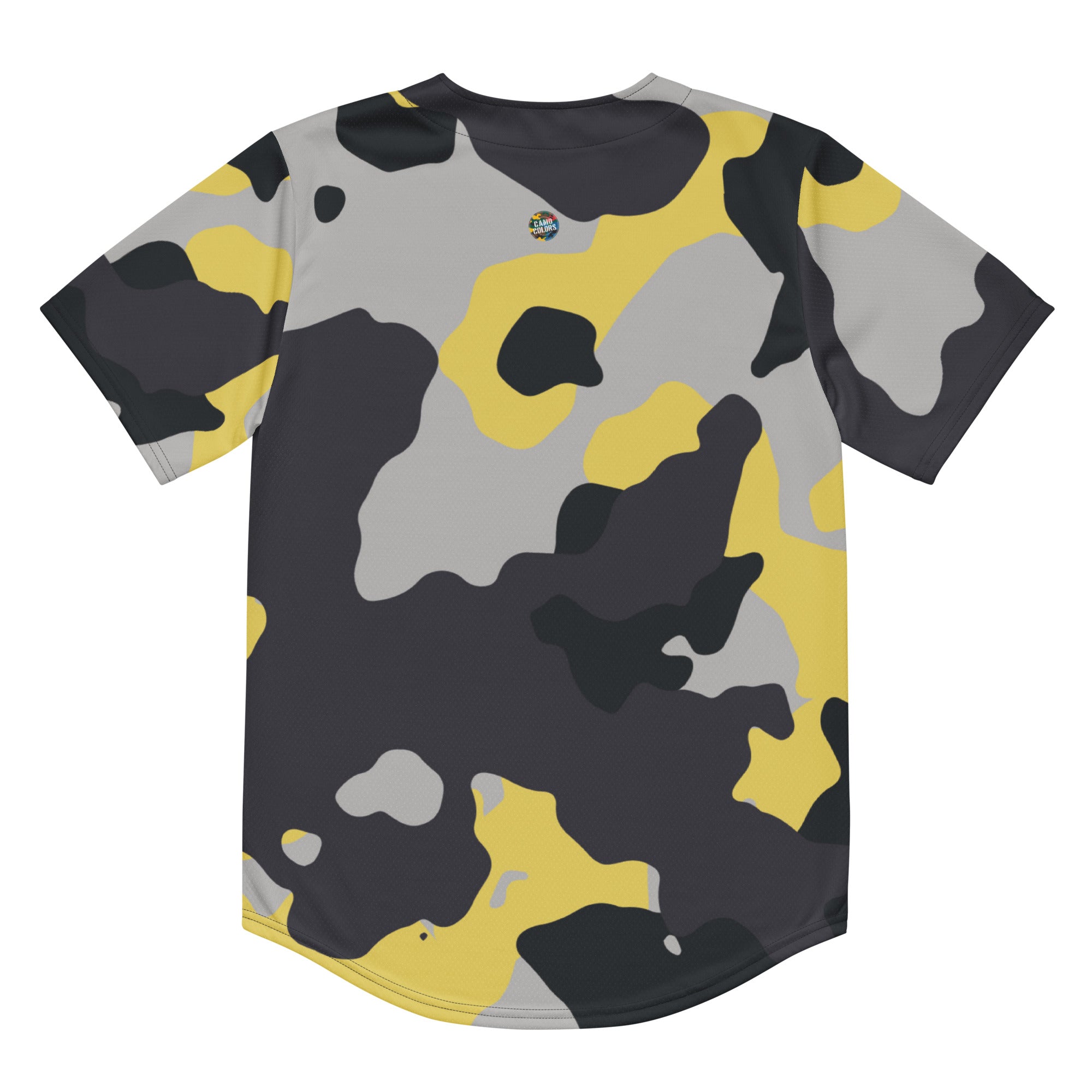 Baseball Jersey | Unisex | Yellow, Black, and Silver Camouflage Camo Colors