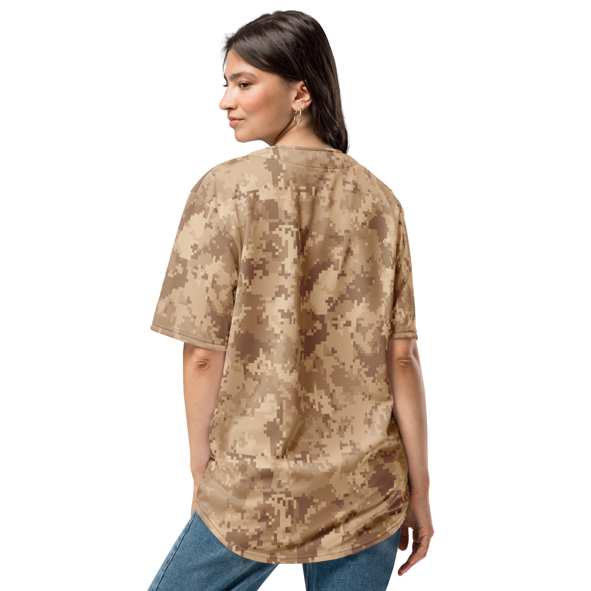 Brown Camo Baseball Jersey | Pixel Camouflage Camo Colors