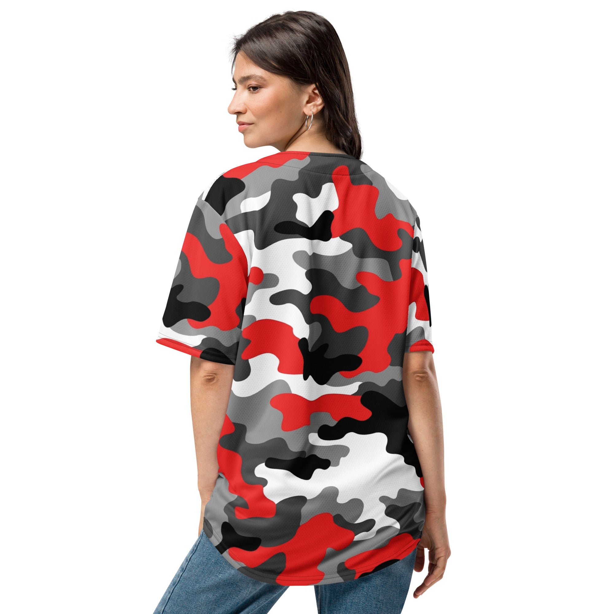 Camo Baseball Jersey | Red, Gray, Black & White Style Camo Colors