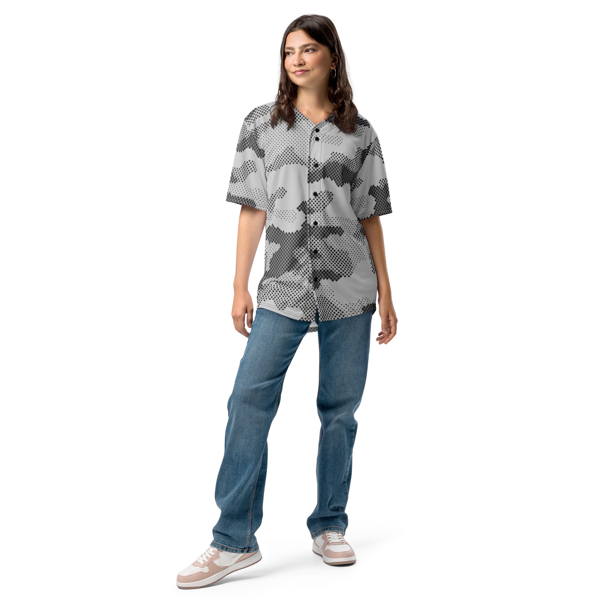 Baseball Jersey | Unisex | Gray Digital Camouflage Camo Colors