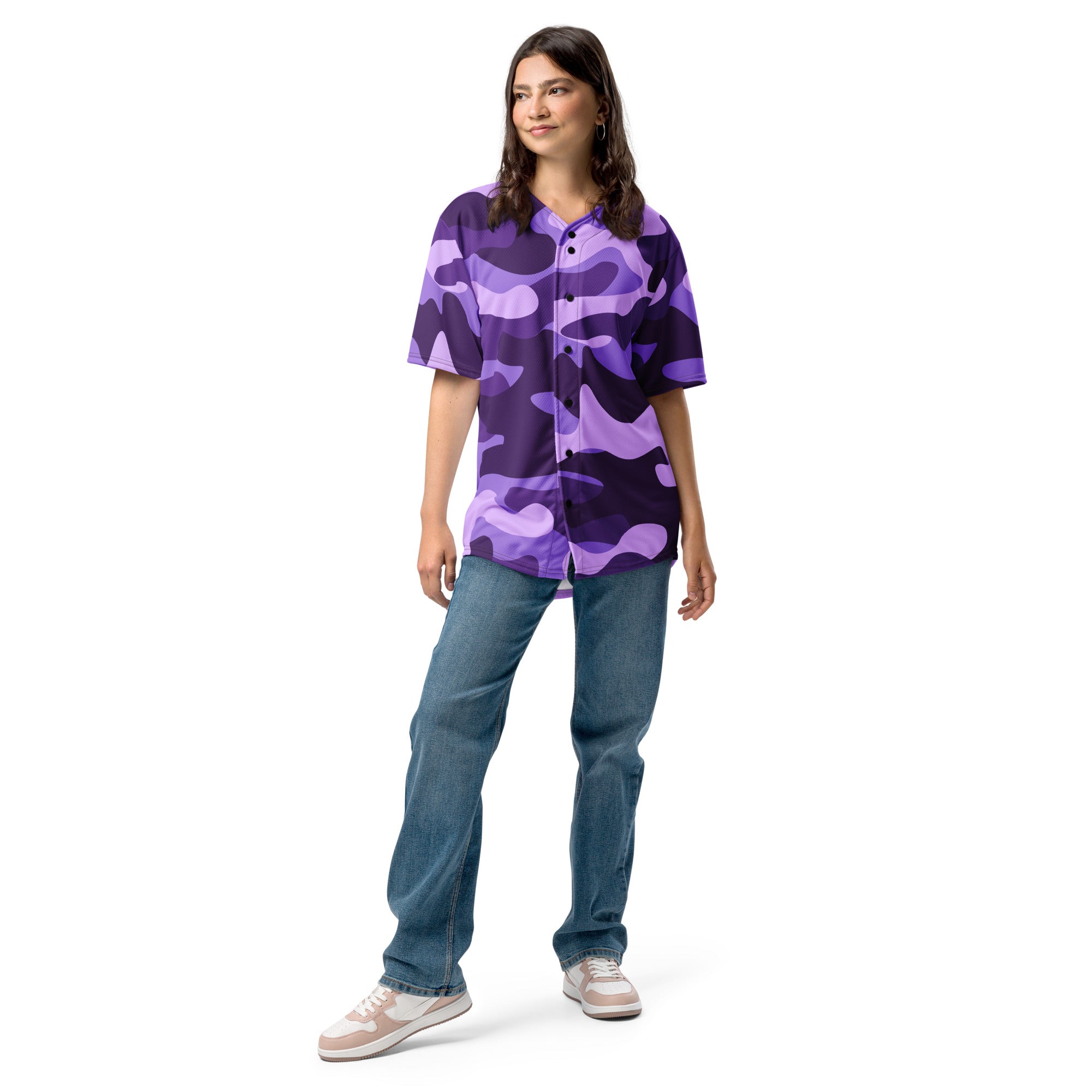 Baseball Jersey | Unisex | Purple, Blue and Mauve Camouflage Camo Colors